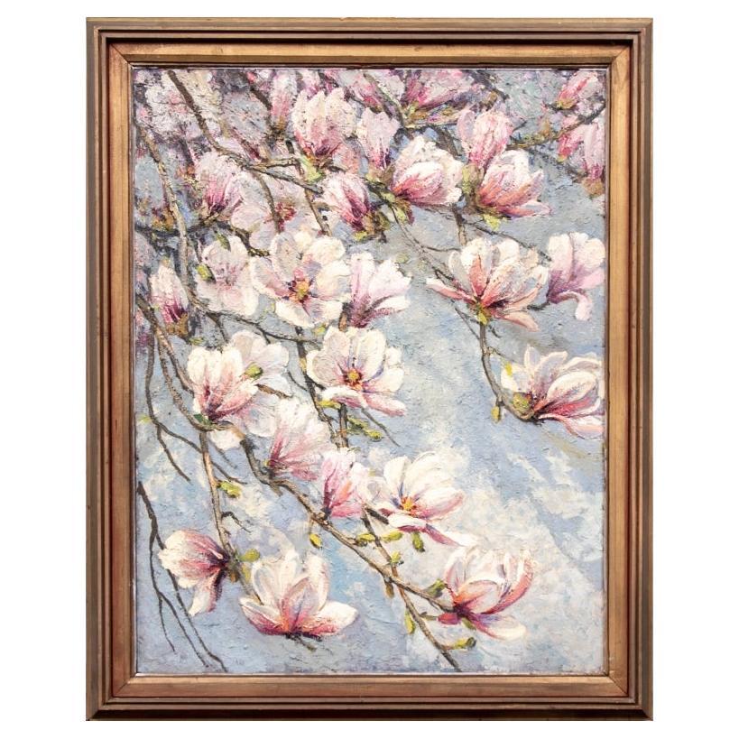 William Alexander Drake (Am., 1891-1979) Huile sur masonite, arbre de Magnolia en fleurs