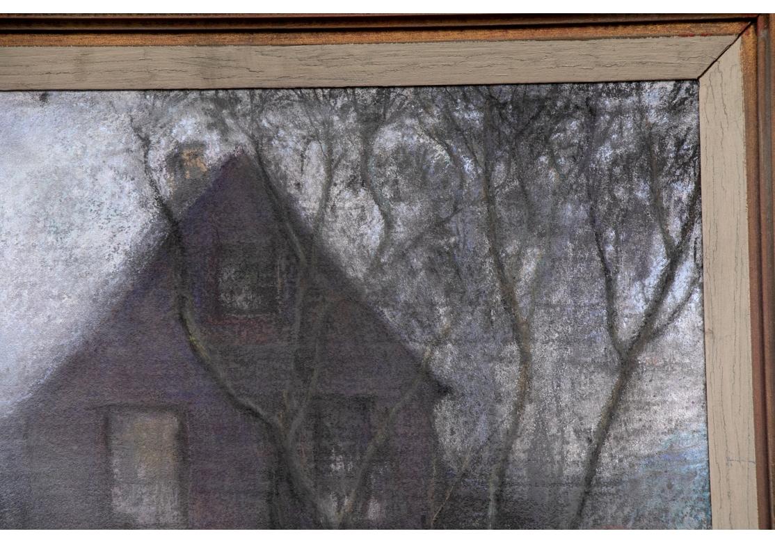 William Alexander Drake 'Am., 1891-1979' Pastel on Masonite, Gray House In Good Condition For Sale In Bridgeport, CT