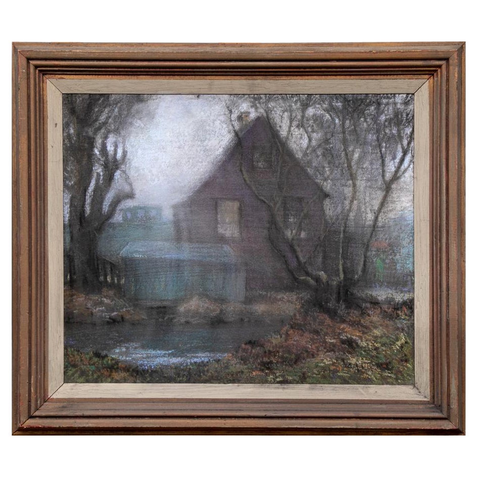 William Alexander Drake, „Am., 1891-1979“, Pastell auf Masonit, Graues Haus