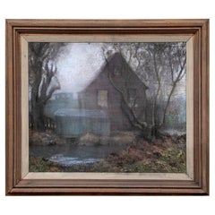 William Alexander Drake, „Am., 1891-1979“, Pastell auf Masonit, Graues Haus