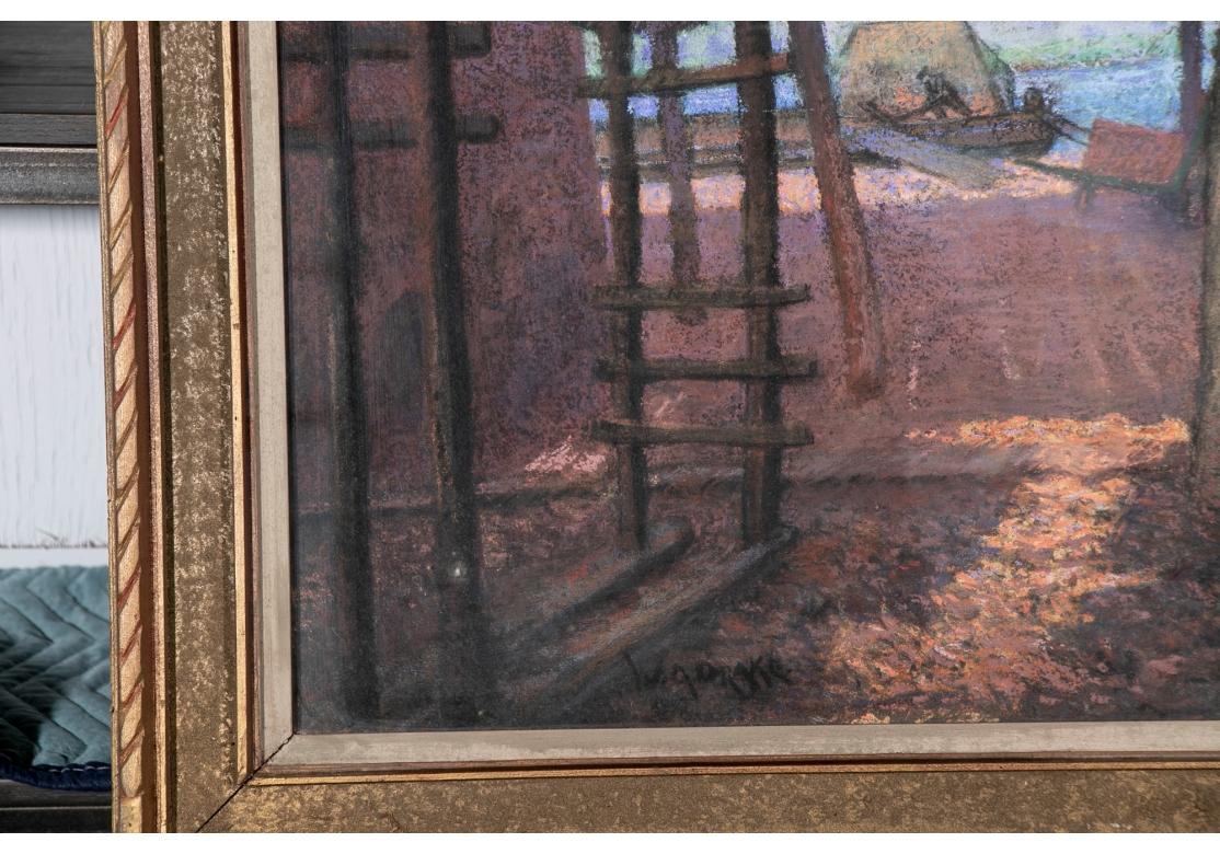 William Alexander Drake (Am., 1891-1979) Pastel sobre masonita, Cobertizos en el agua en venta 2