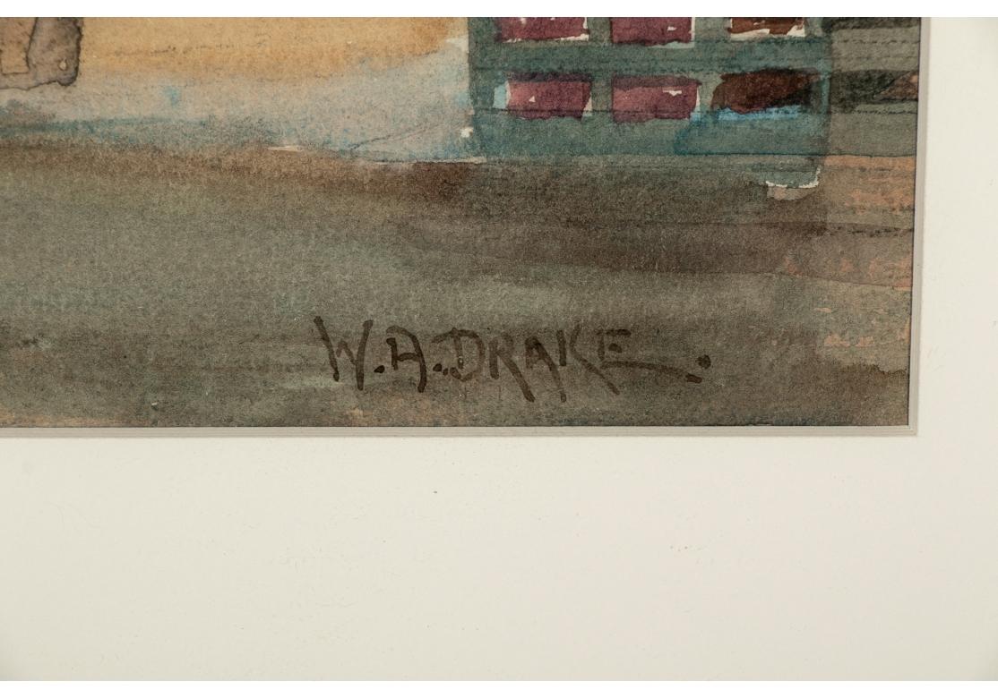 William Alexander Drake 'Am., 1891-1979' Watercolor, Industrial Complex at Night For Sale 2