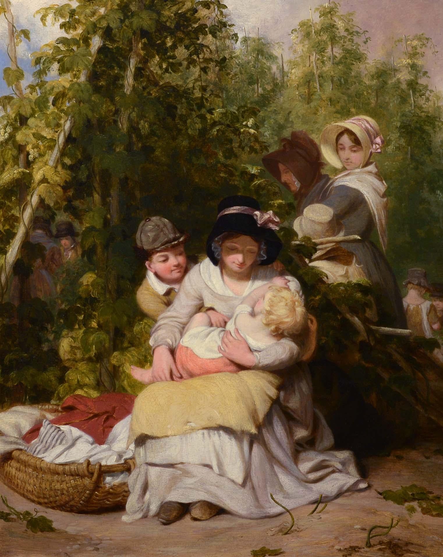 Figurative Painting di William Alexander Witherington - Raccolta del luppolo, Realista britannico, William A. Witherington, Genere, Figurale