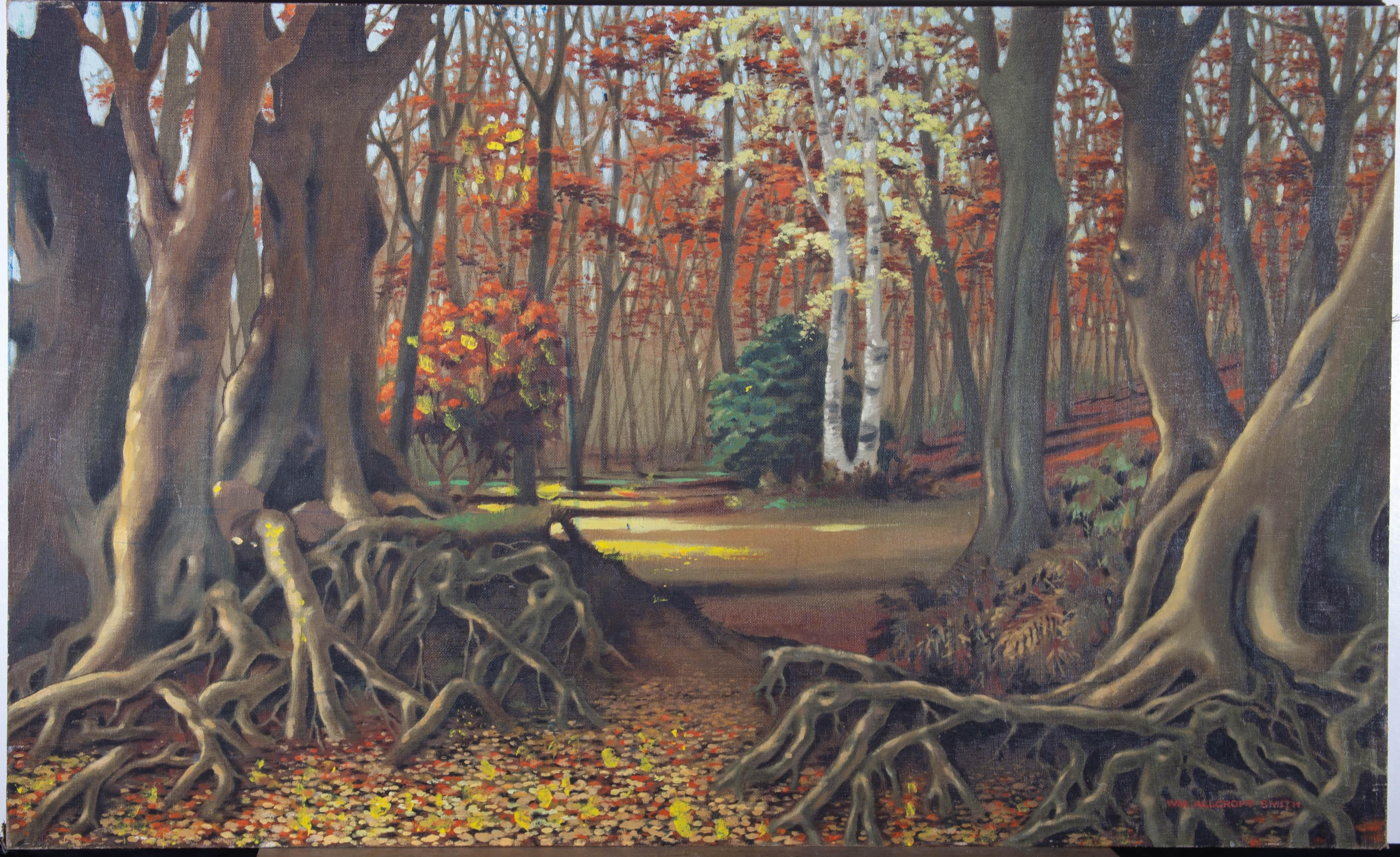 William Allcroft Smith – 20. Jahrhundert, Öl, Ein Wald im Herbst im Angebot 2