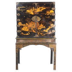 William and Mary black lacquer cabinet on stand