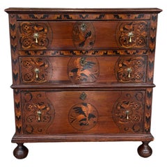 William and Mary Inlaid Mahogany 2-Piece Chest of Drawers