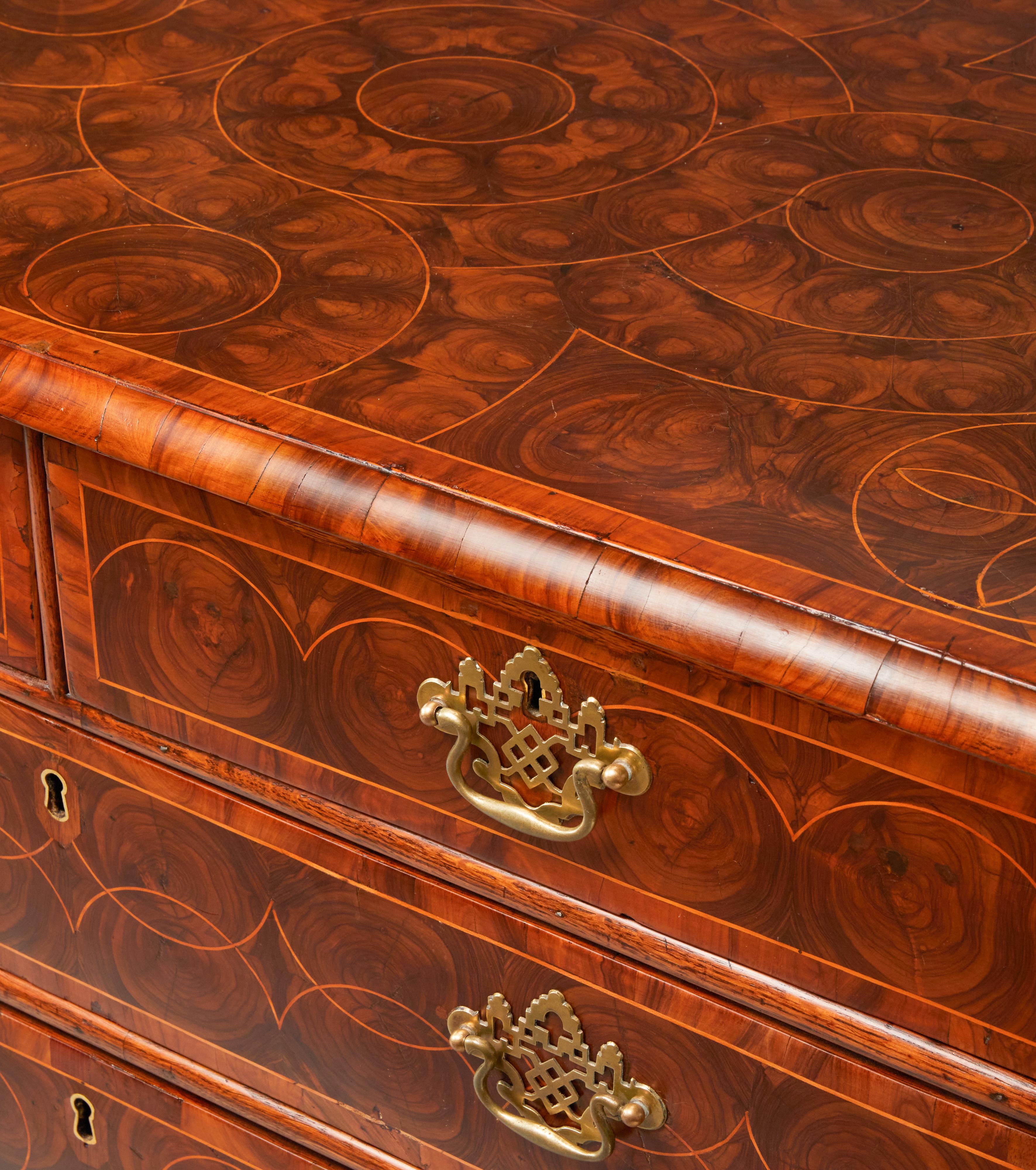 18th Century William and Mary Inlaid Olivewood Chest of Drawers For Sale