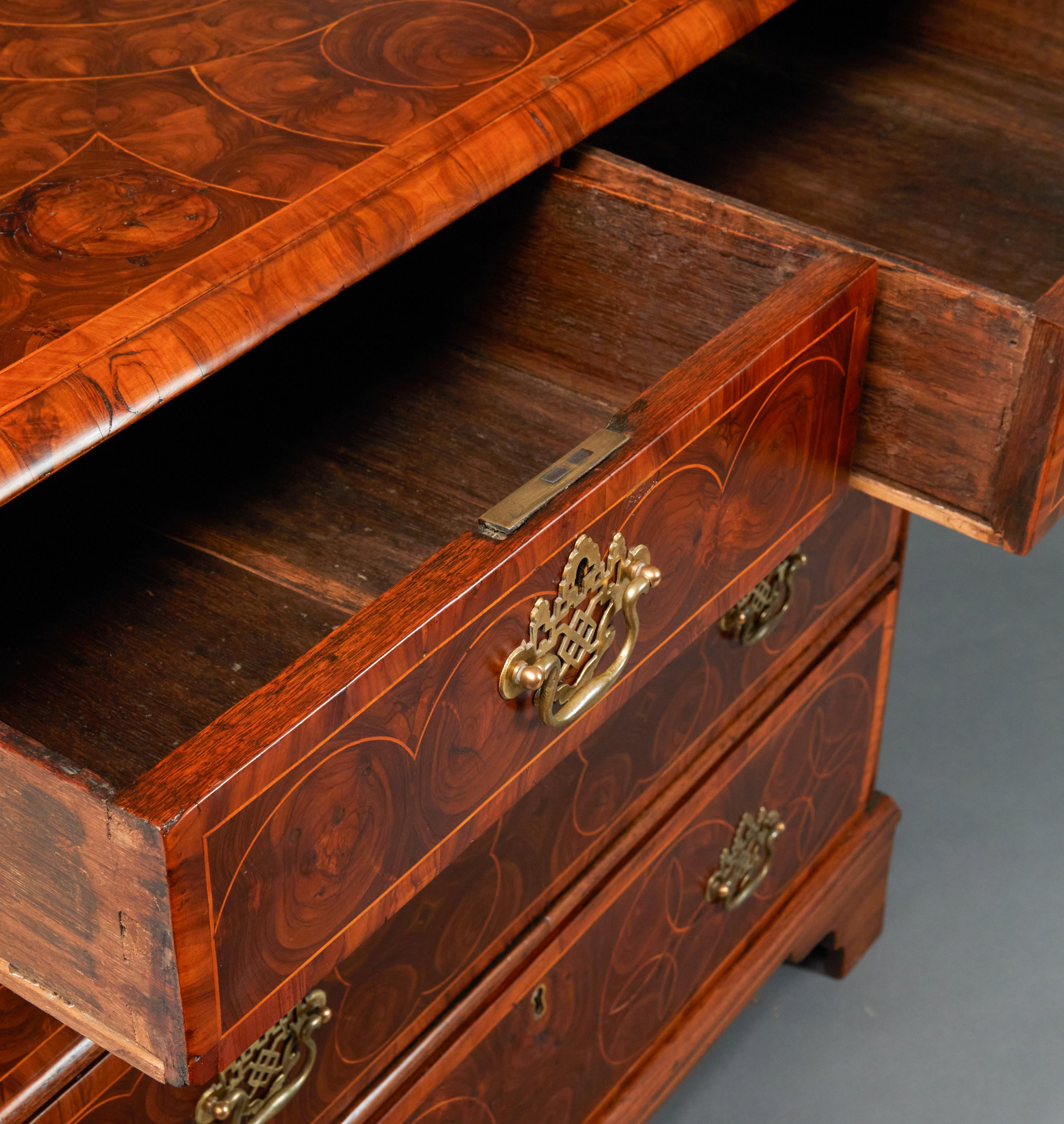 William and Mary Inlaid Olivewood Chest of Drawers For Sale 3