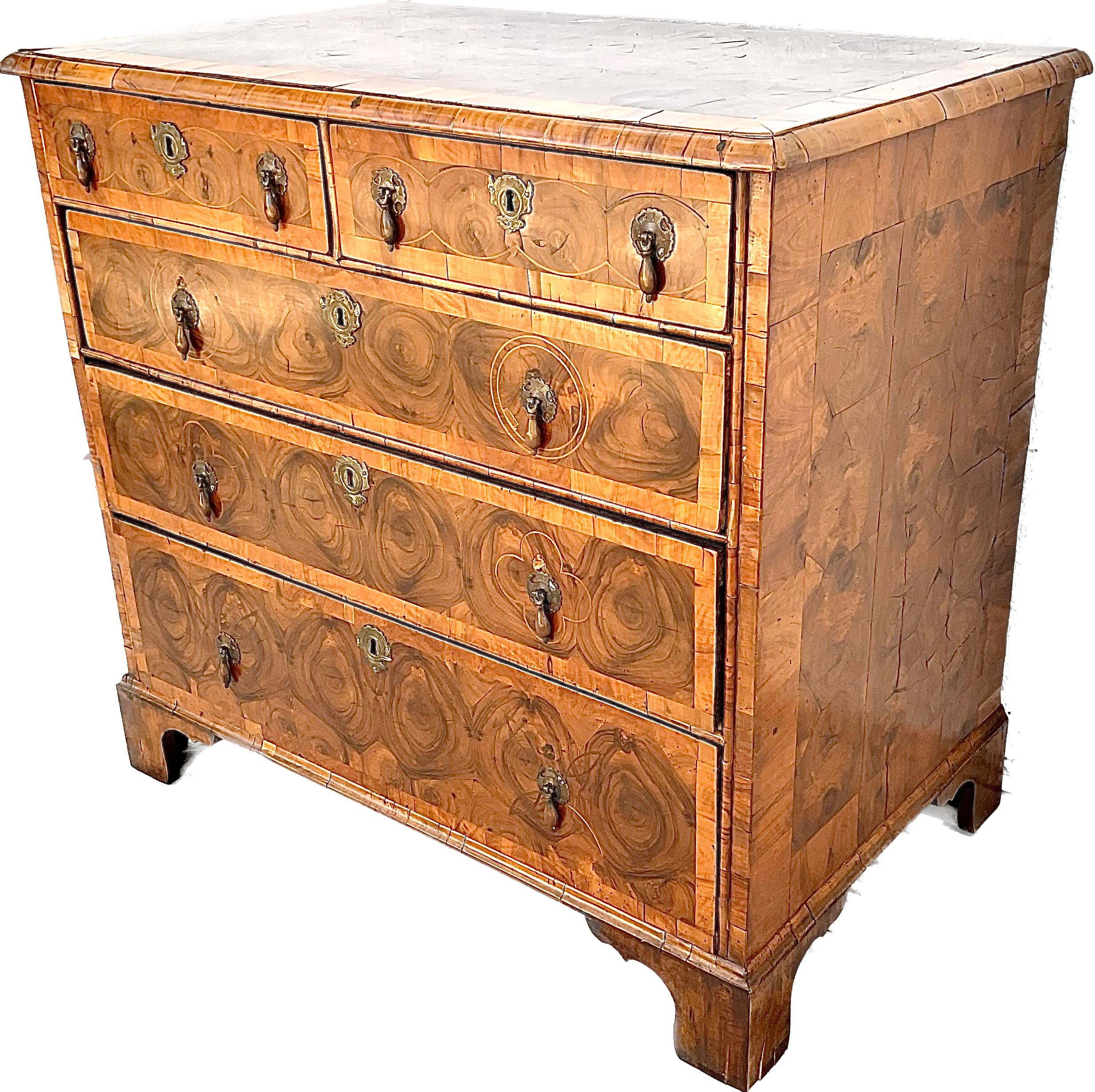 English William And Mary Inlaid Oyster Veneered Chest
