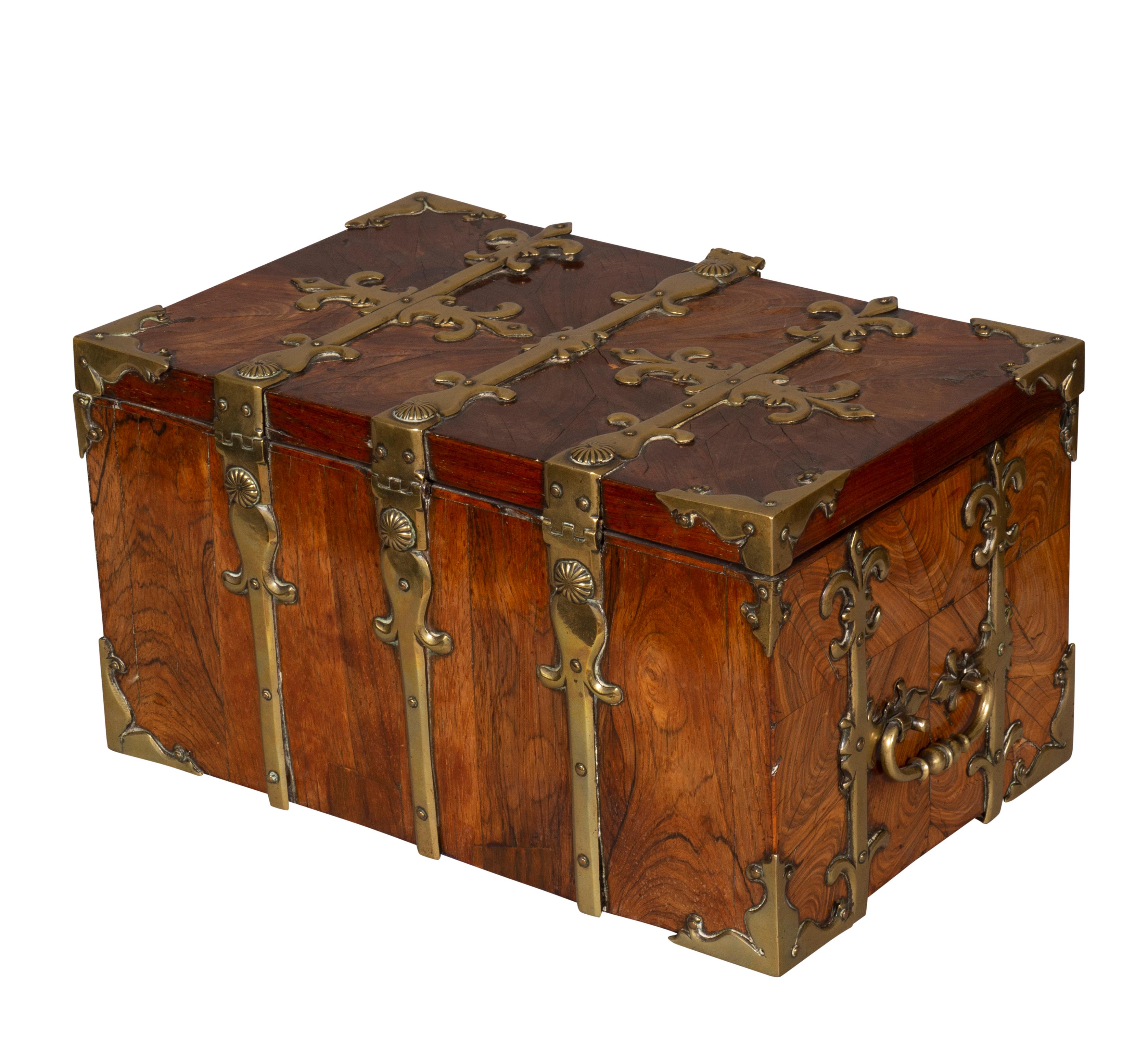 Late 17th Century William and Mary Kingwood Strong Box or Coffre Fort Converted to a Teacaddy For Sale