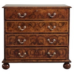 William and Mary Late 17th Century English Oyster Veneer Chest