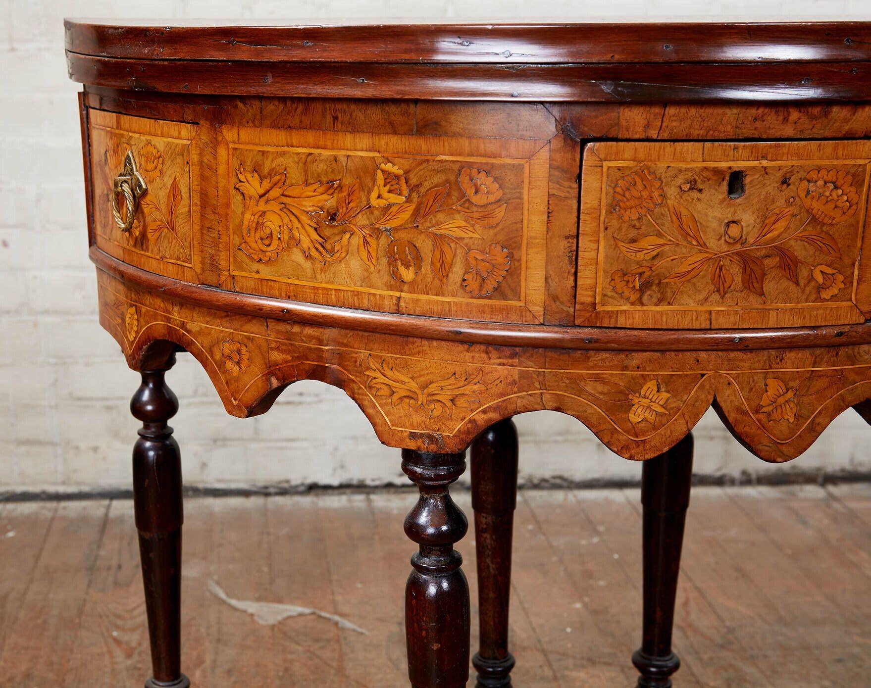 William and Mary Marquetry Card Table For Sale 5