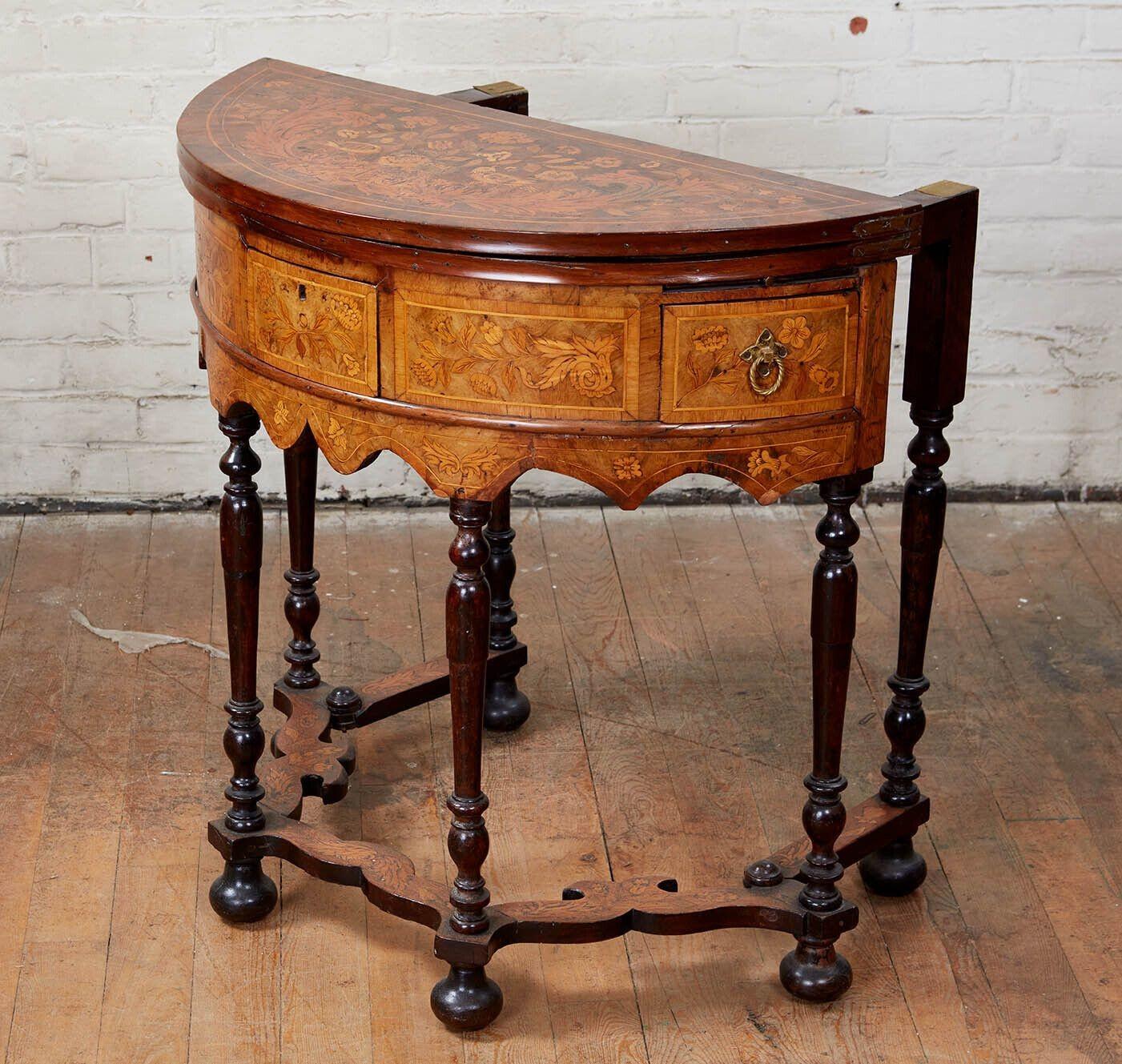William and Mary Marquetry Card Table For Sale 6