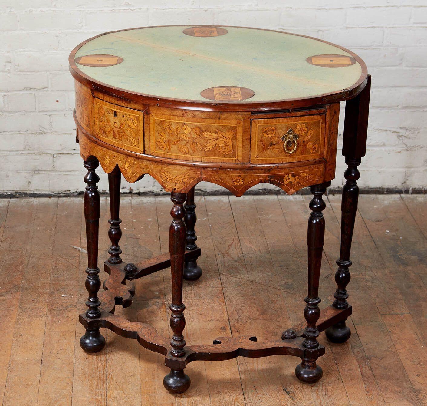 English William and Mary Marquetry Card Table For Sale