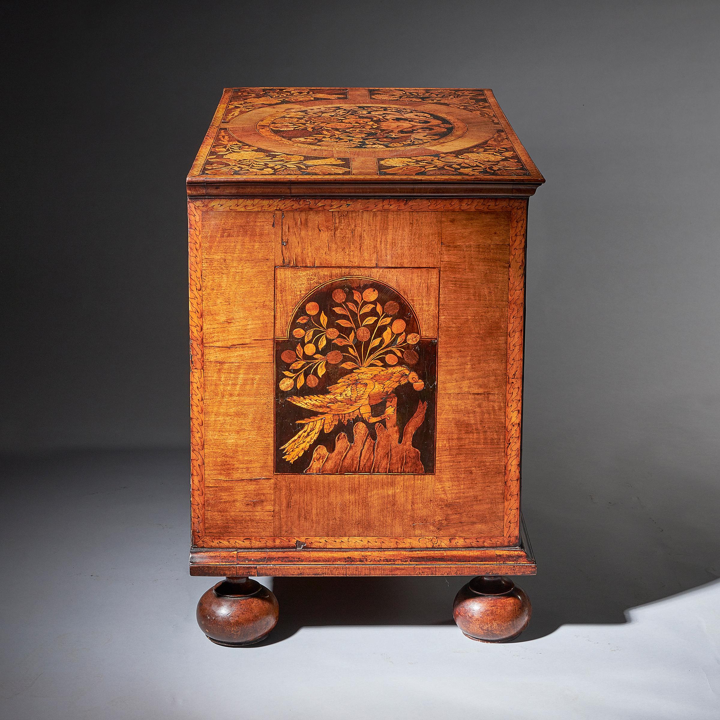 17th Century William and Mary Marquetry and Figured Walnut Chest of Drawers 2