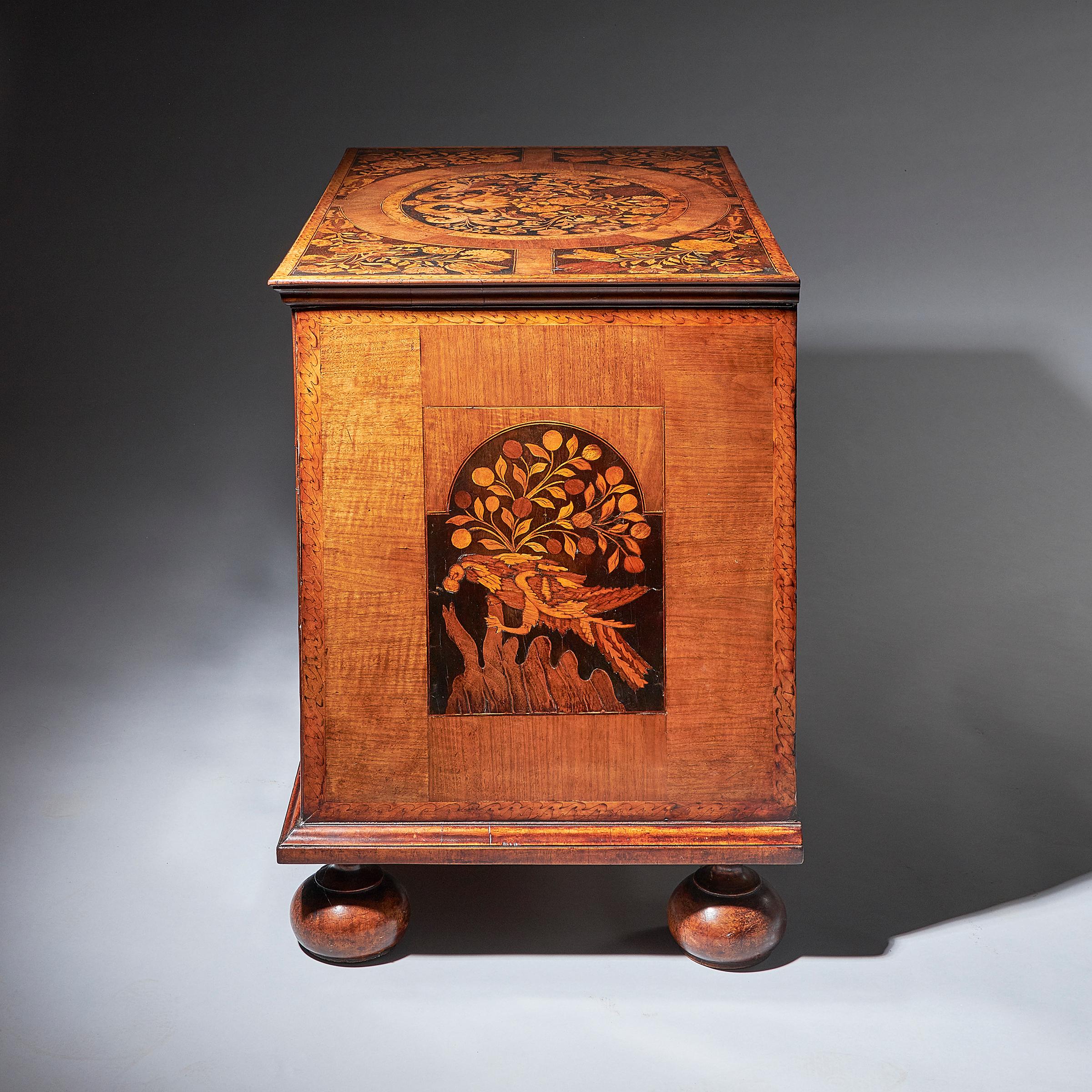 17th Century William and Mary Marquetry and Figured Walnut Chest of Drawers 4