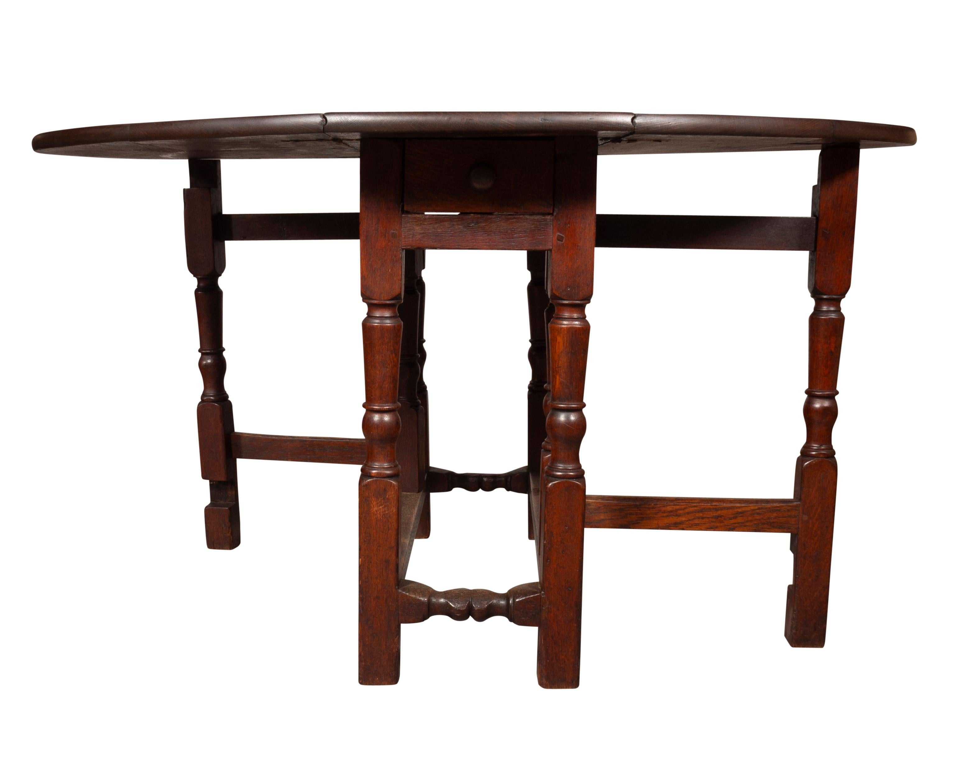 English William And Mary Oak Gateleg Table For Sale