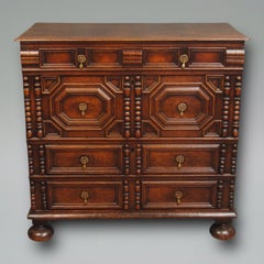 William and Mary Oak Geometric Block Front Chest