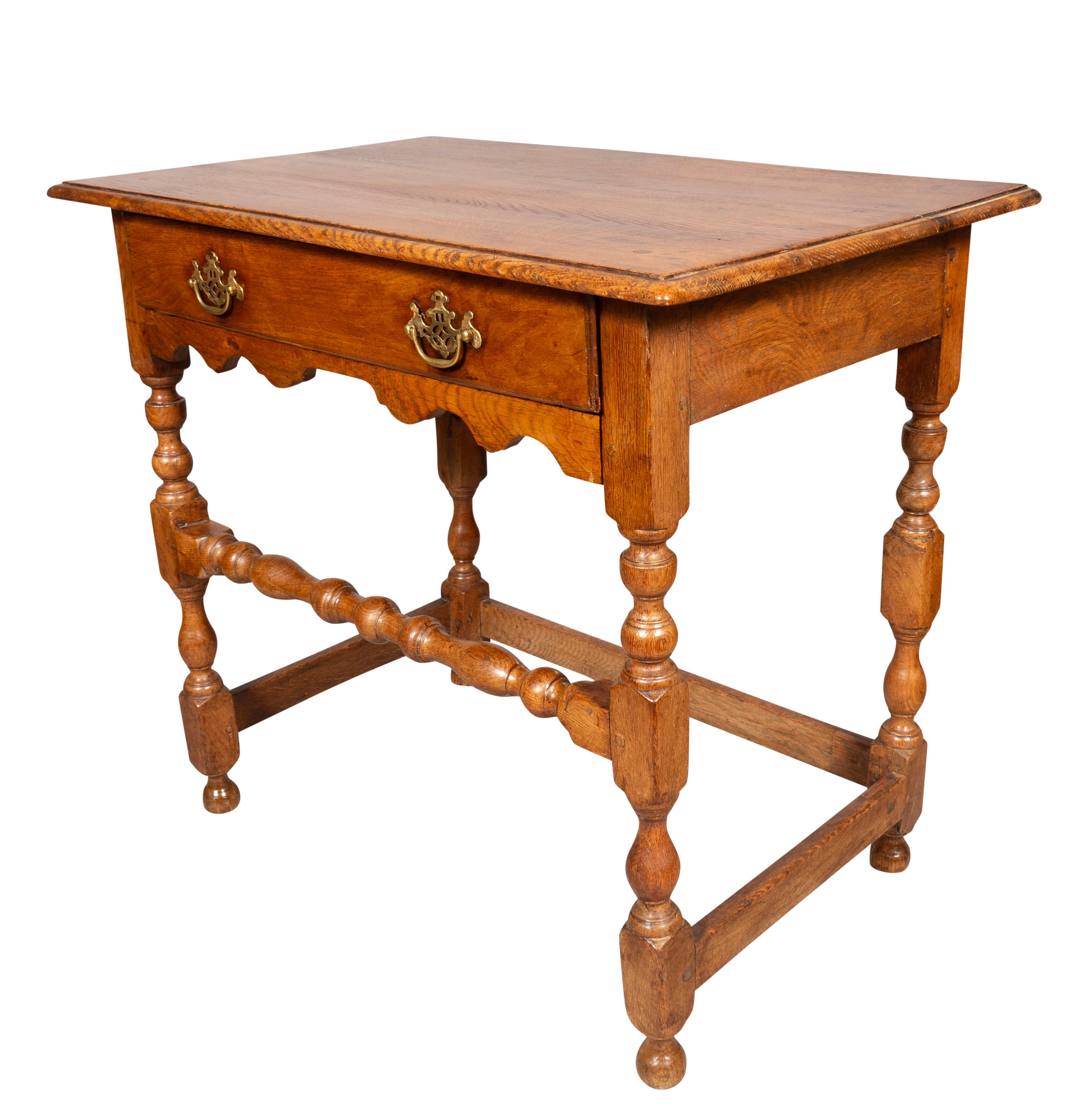 Brass William And Mary Oak Tavern Table For Sale