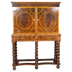 William And Mary Oyster-Veneer Cabinet On Stand