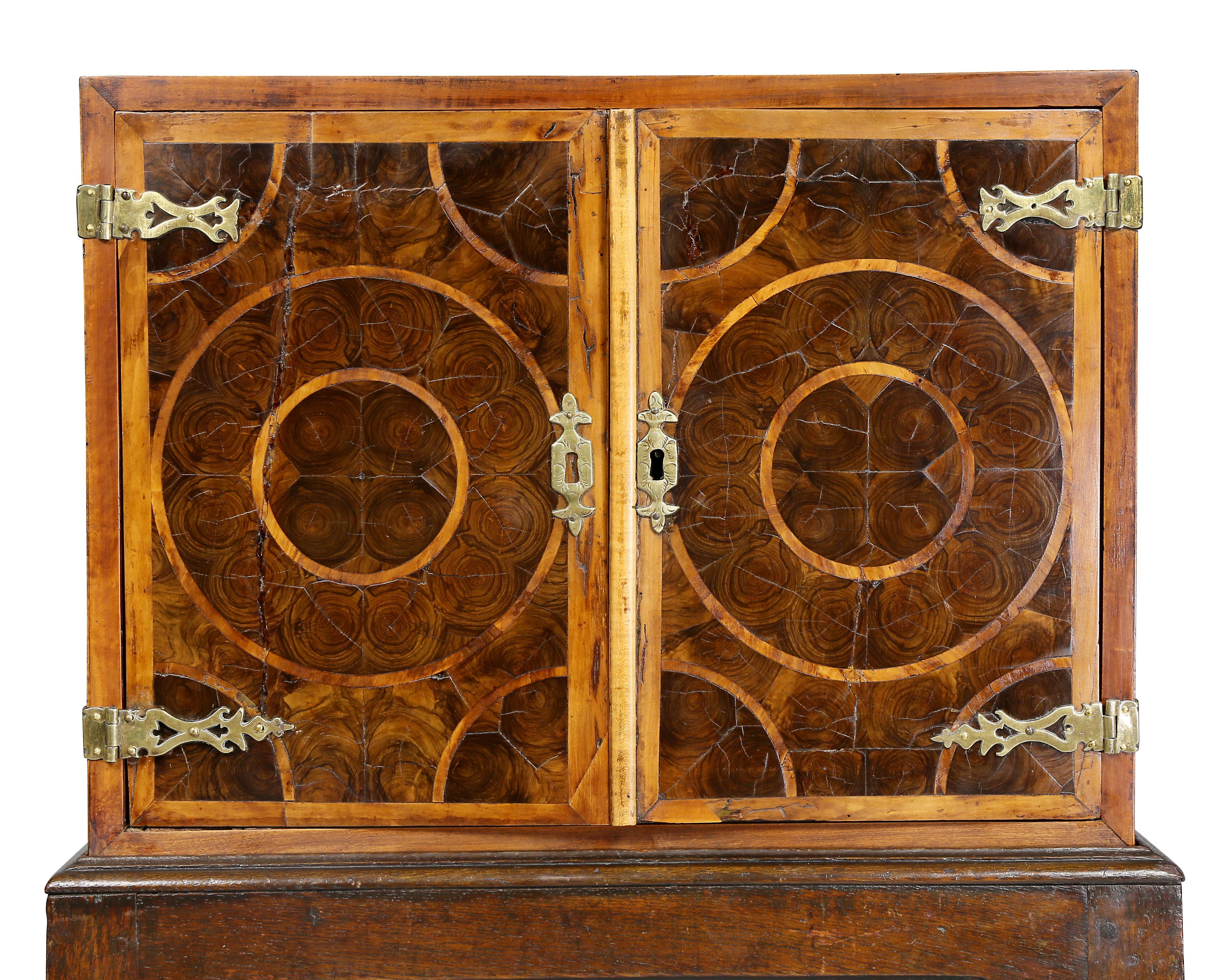 English William and Mary Oyster Veneer Cabinet on Stand