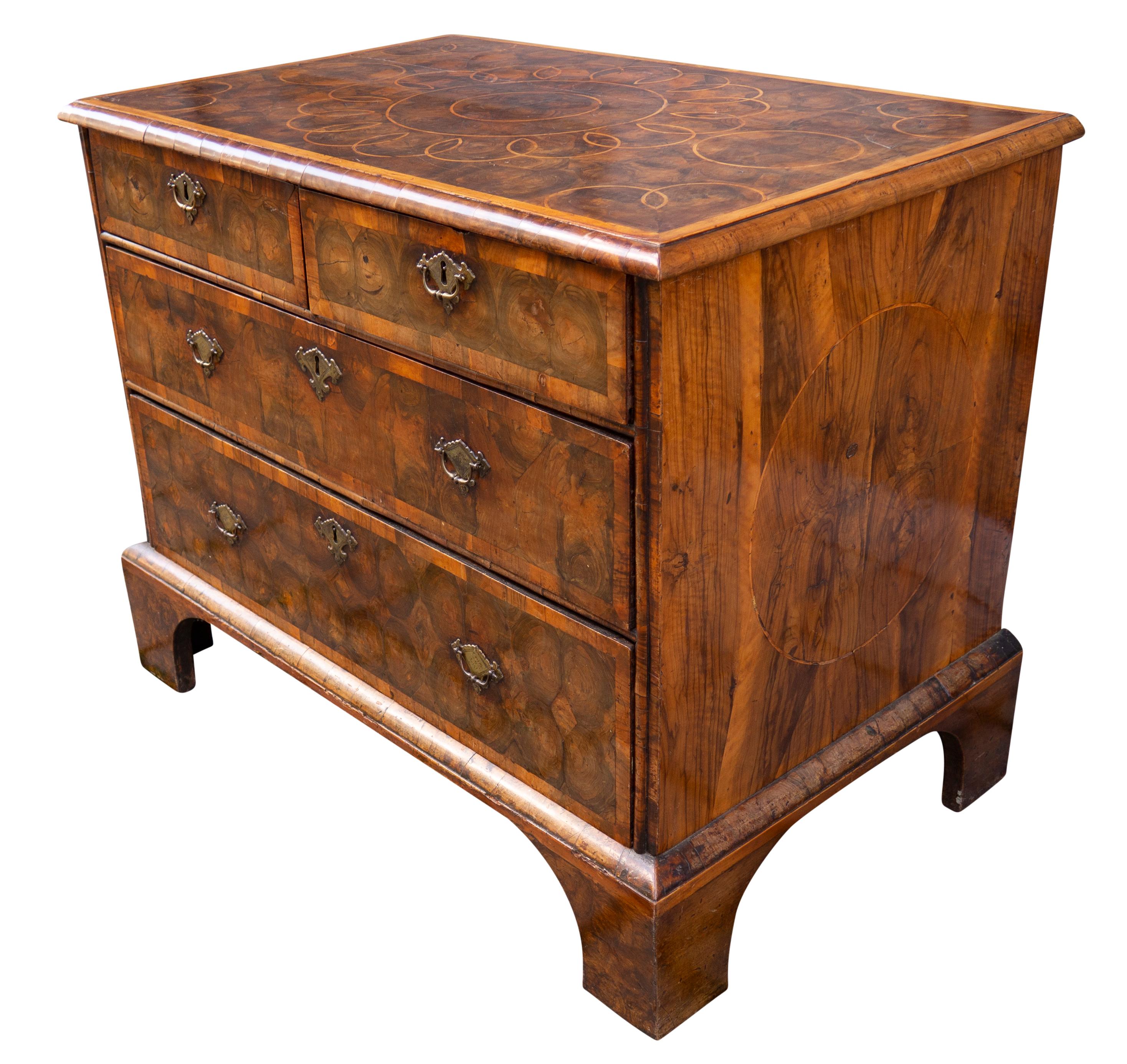 William and Mary Oyster Veneer Chest of Drawers at 1stDibs
