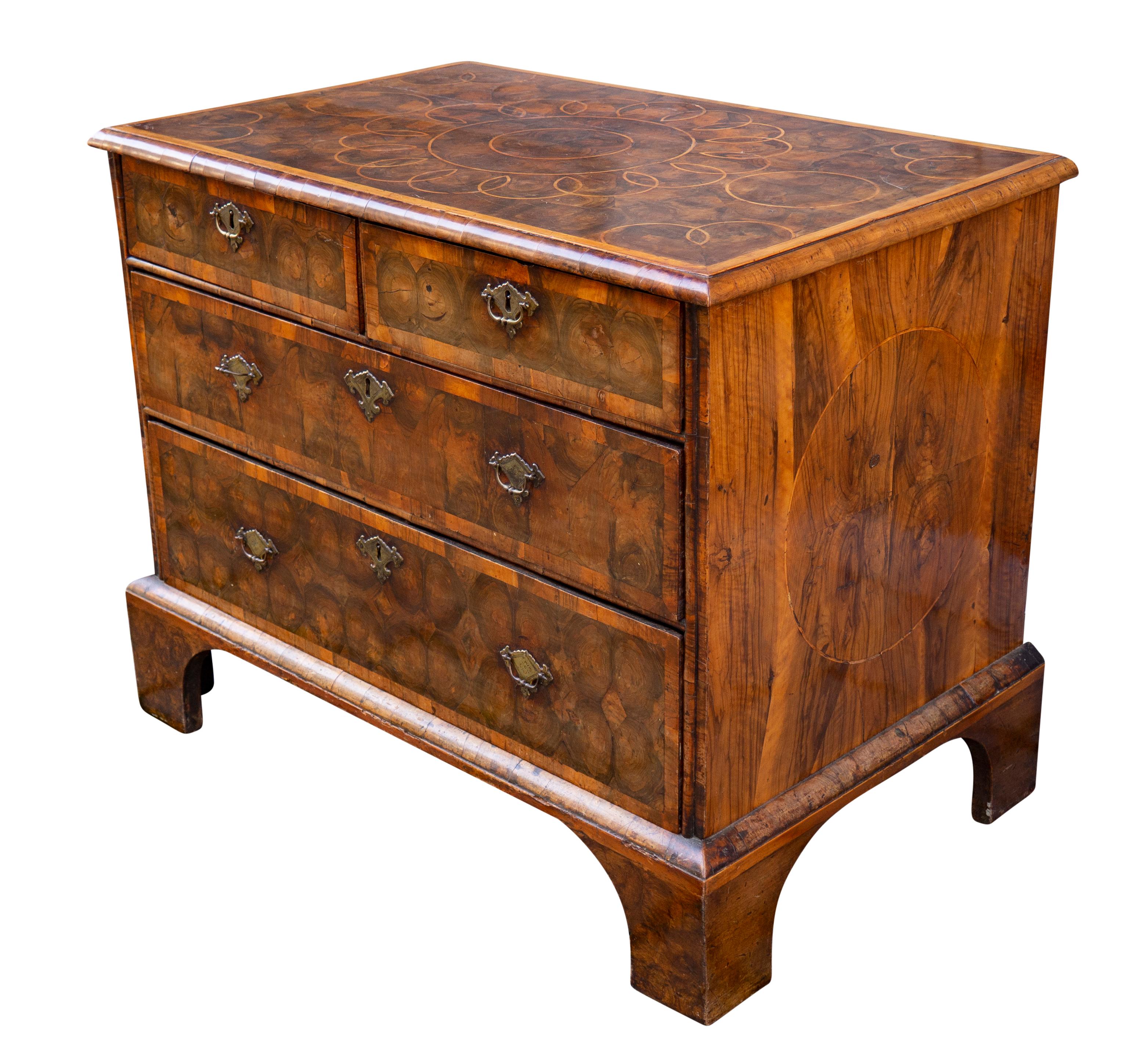 English William and Mary Oyster Veneer Chest of Drawers