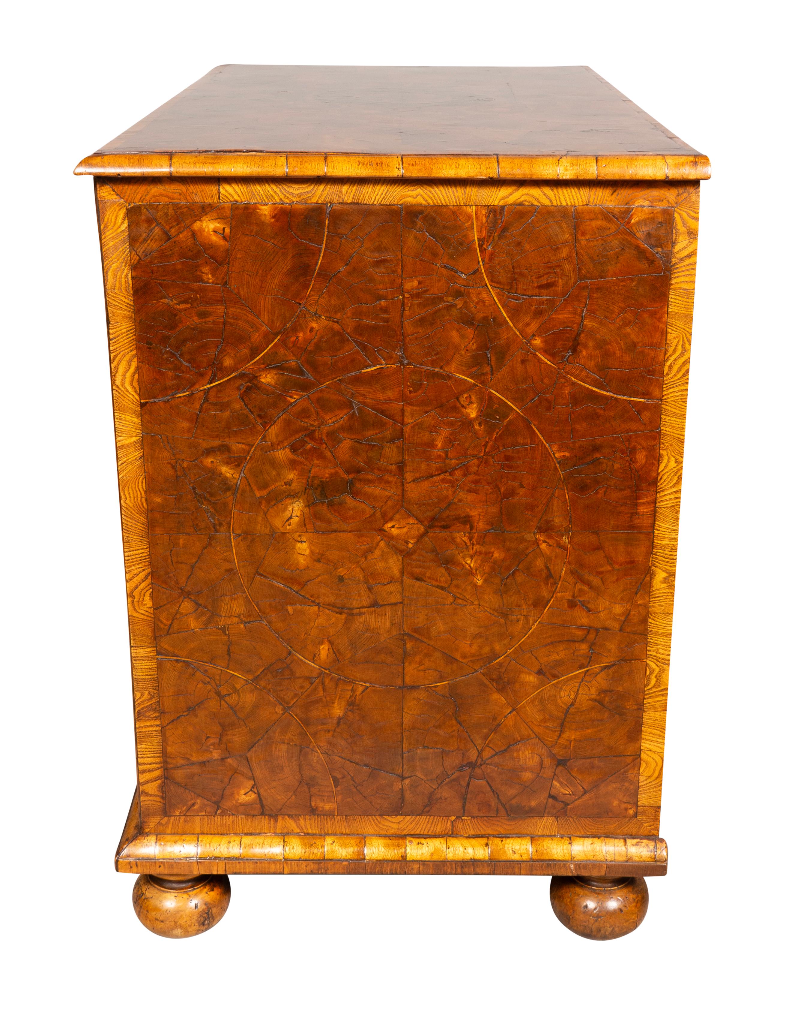 William And Mary Oyster Veneer Chest Of Drawers In Good Condition In Essex, MA