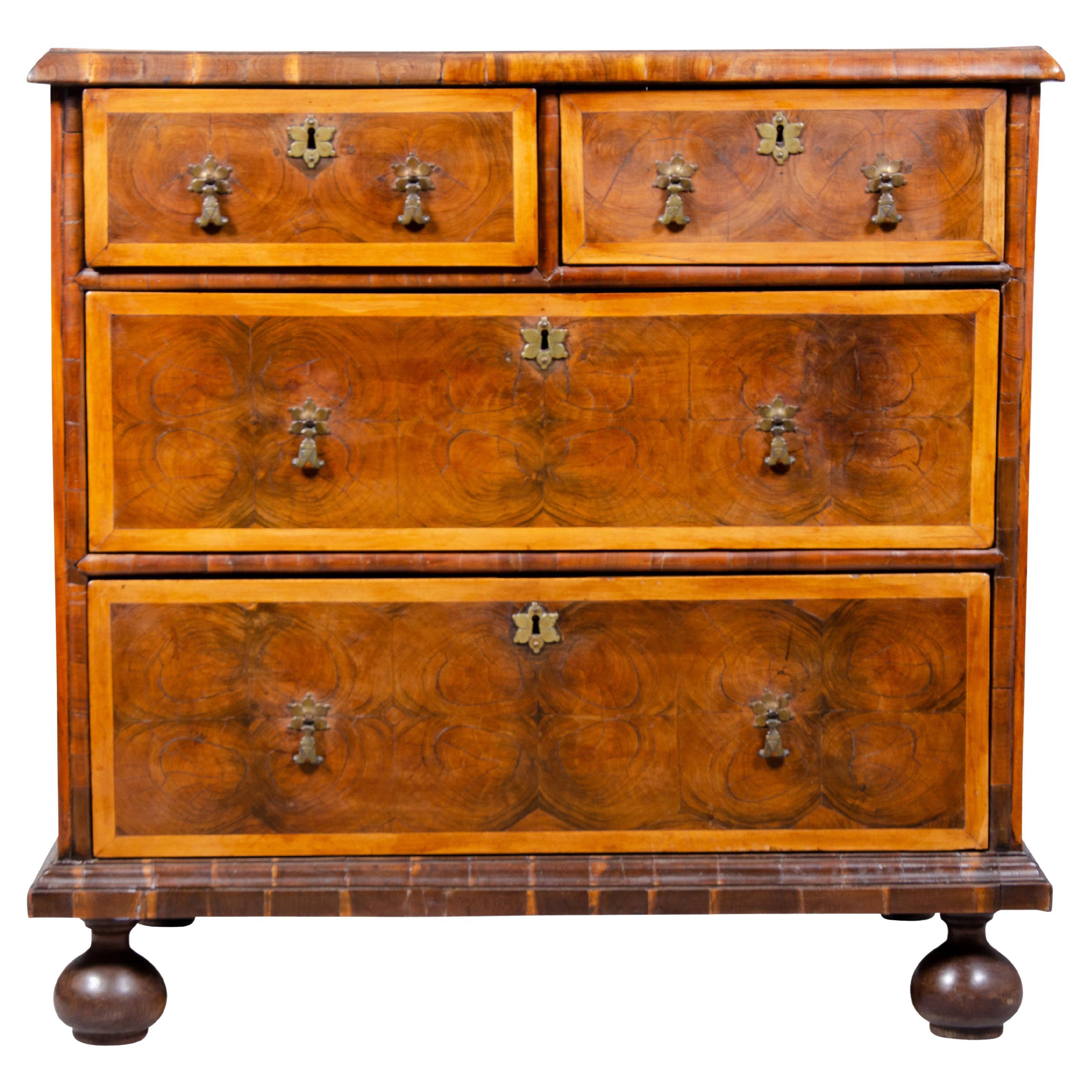 William And Mary Oyster Veneer Chest Of Drawers