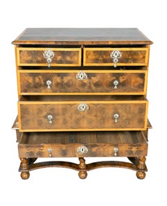 William And Mary Oyster Veneer Chest On Stand