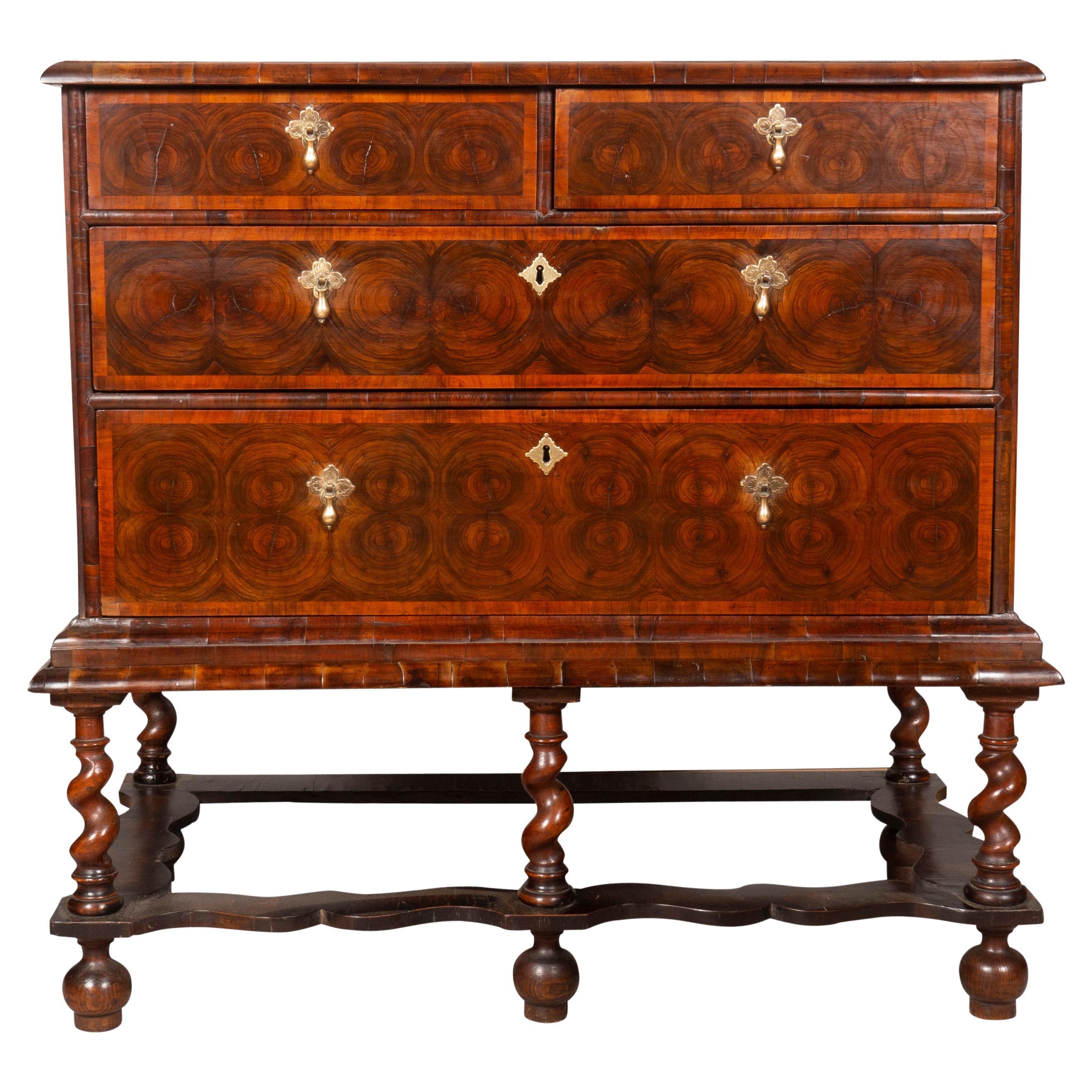 William and Mary Oyster Veneer Chest on Stand