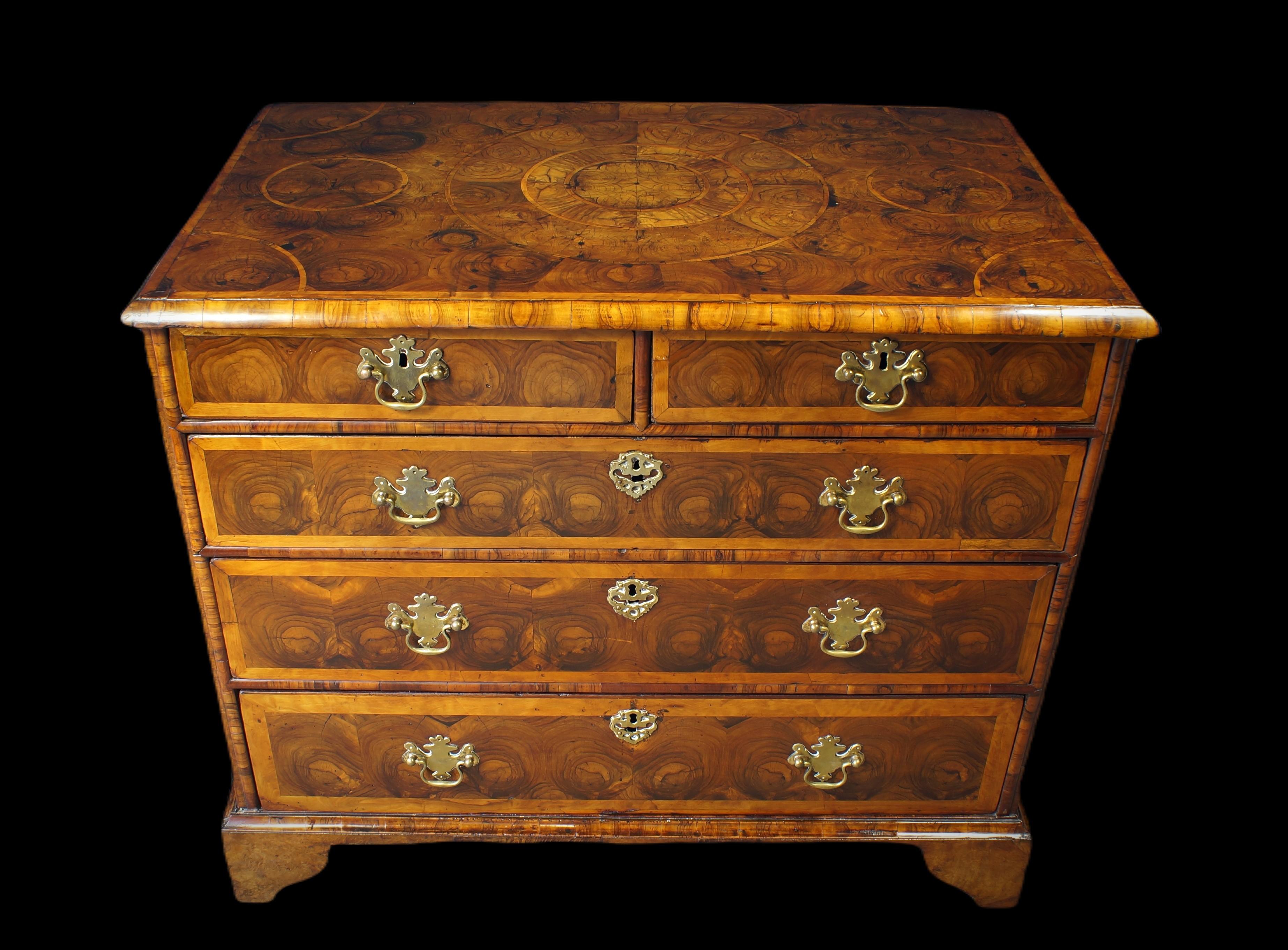 17th Century William and Mary Oysterwood Chest For Sale