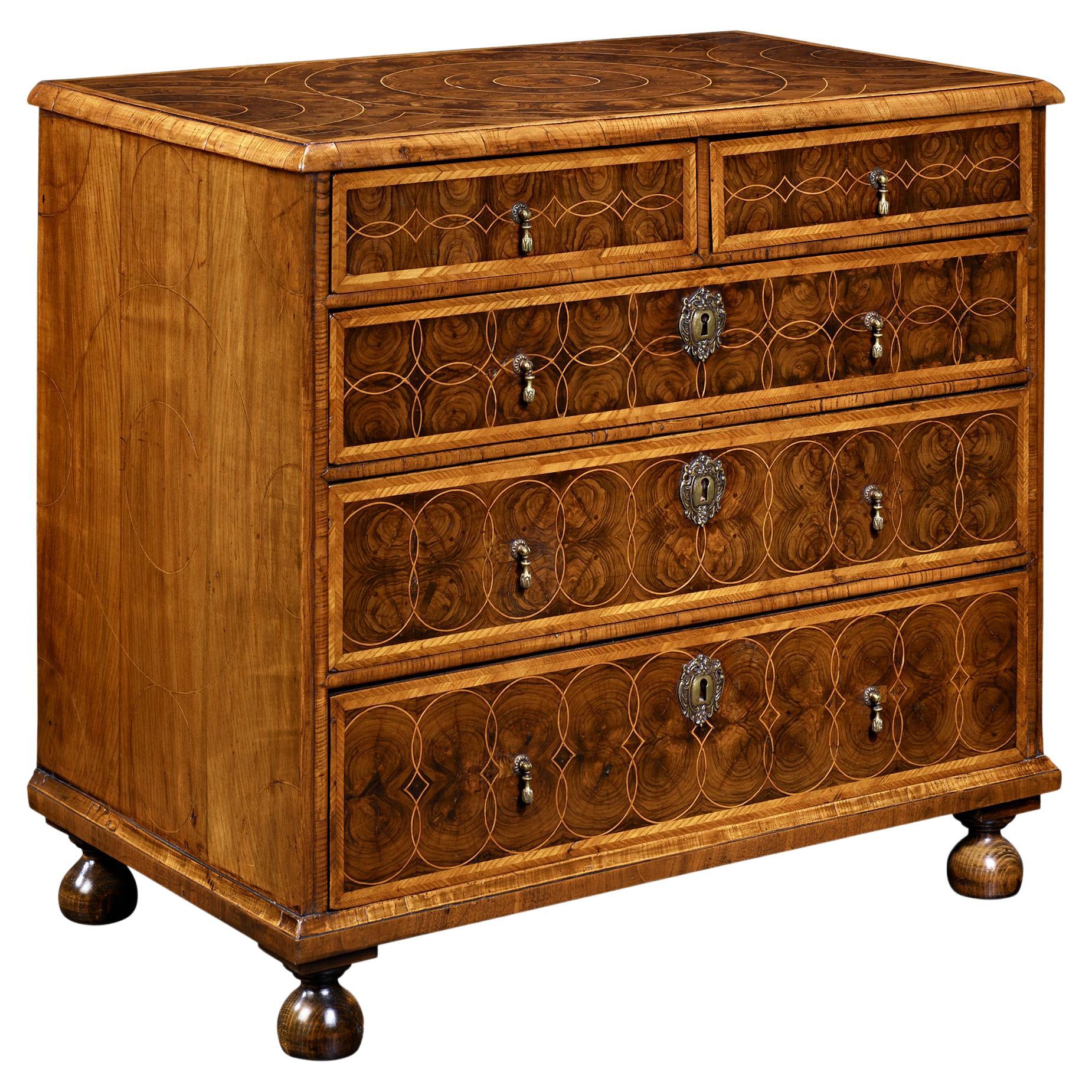 William and Mary Oysterwood Chest For Sale