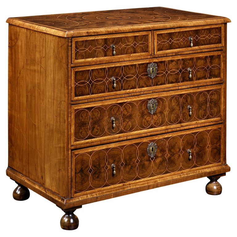 William and Mary Oysterwood Chest For Sale at 1stDibs