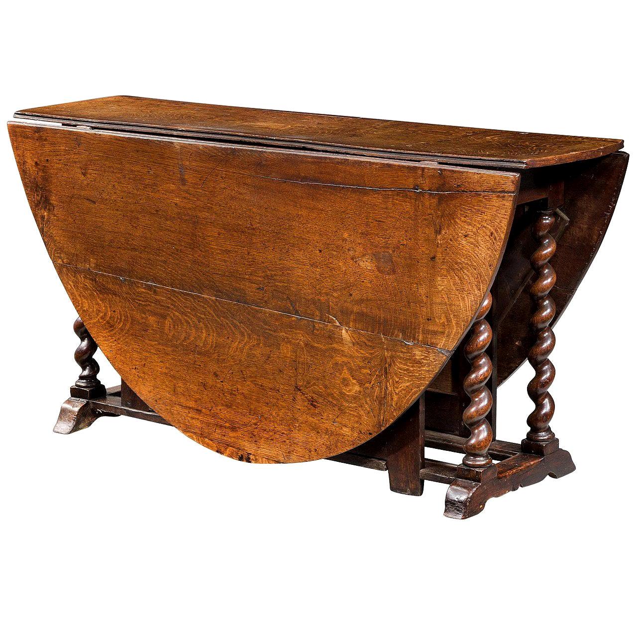 William and Mary Period Gate Leg Table