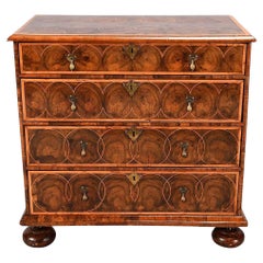 William and Mary Period Oyster Veneered Chest with Four Drawers