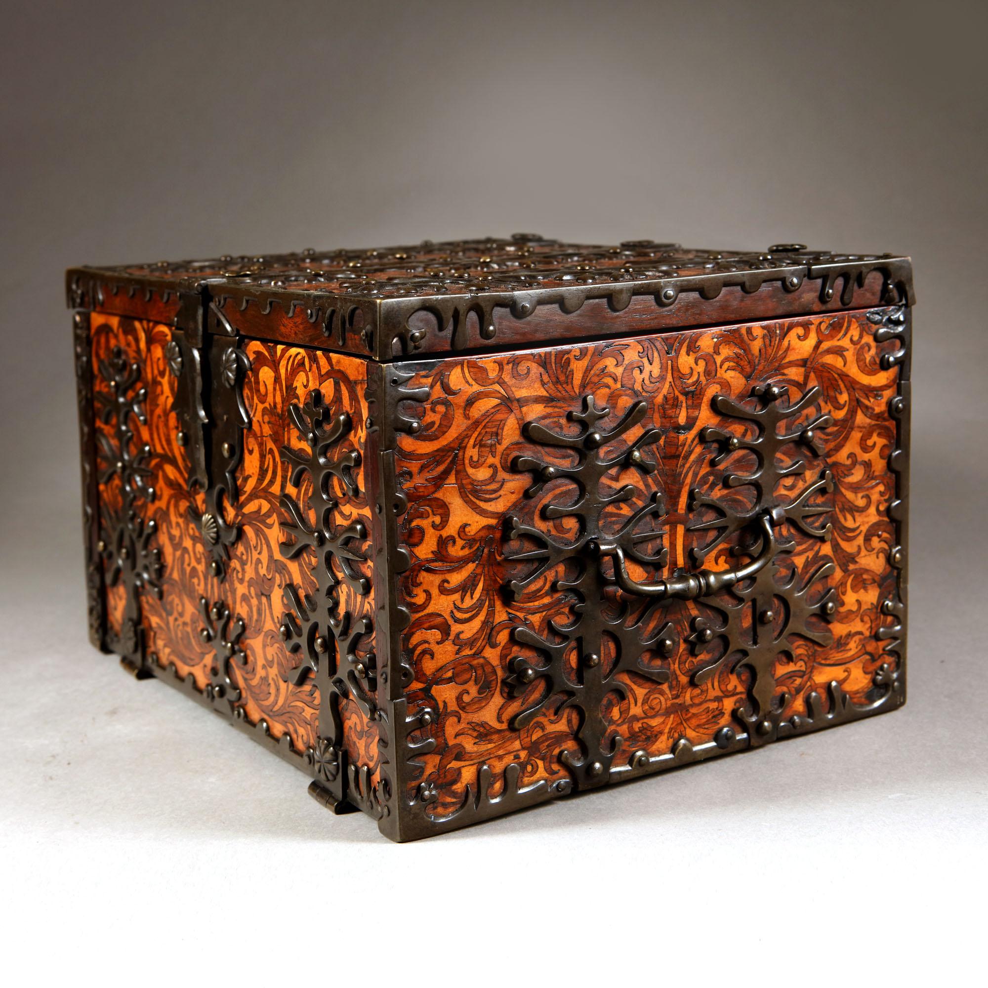 Holly William and Mary Seaweed Marquetry Strong Box Firmly Attributed to Gerrit Jensen