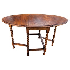 William and Mary Style Barley Twist Oak Gateleg Drop Leaf Breakfast Table