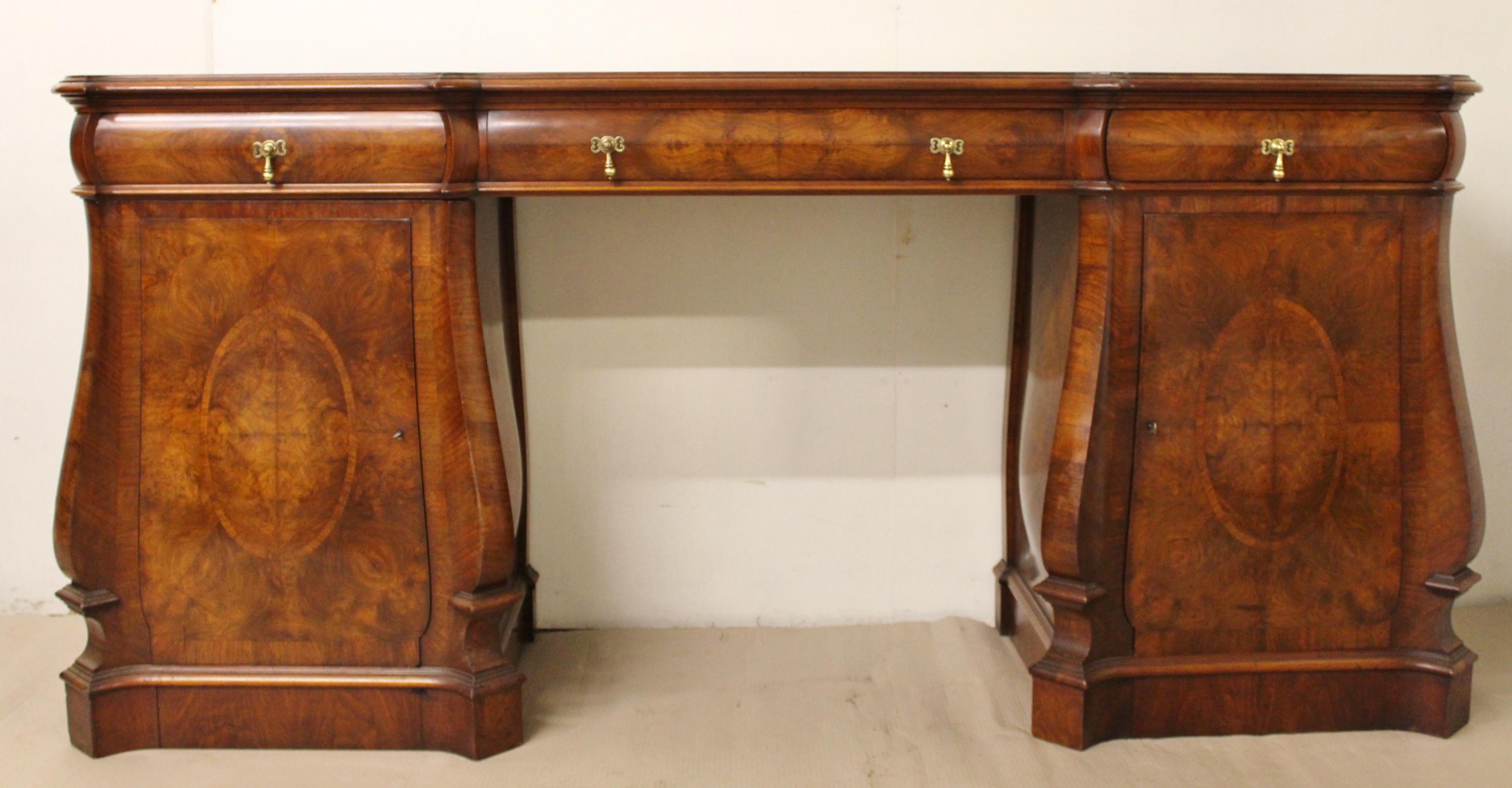 William and Mary Style Burr Walnut Pedestal Sideboard For Sale 7