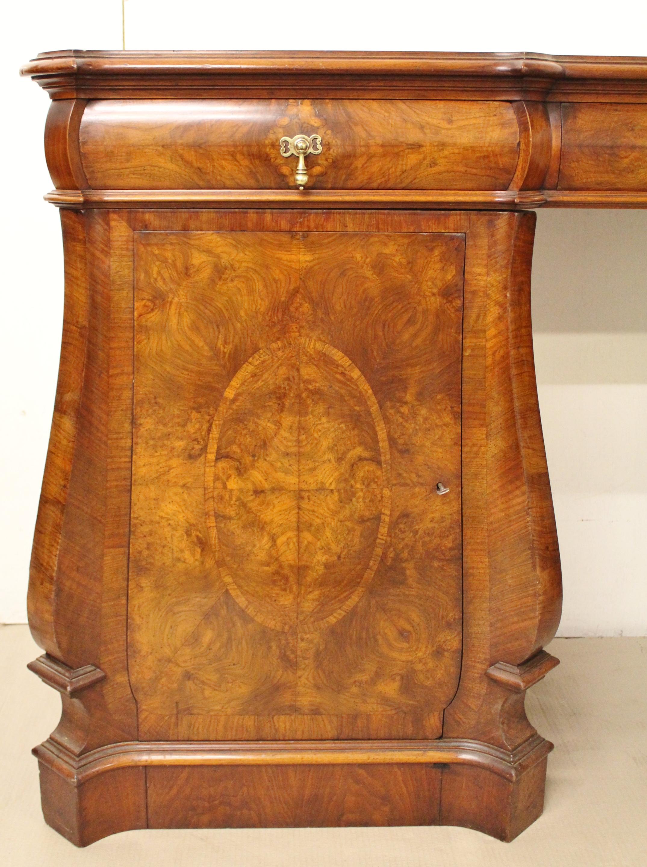 William and Mary Style Burr Walnut Pedestal Sideboard For Sale 8