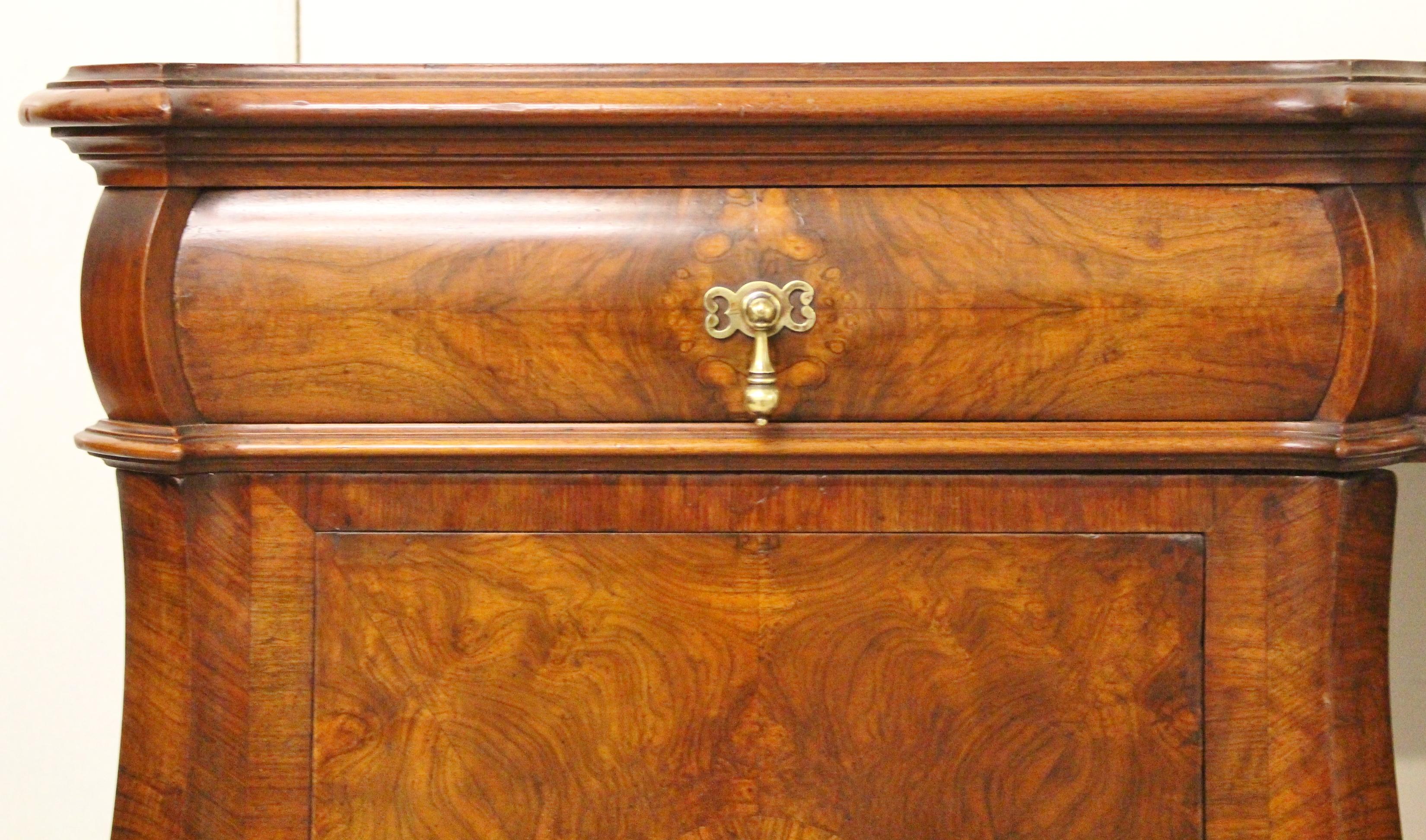 William and Mary Style Burr Walnut Pedestal Sideboard For Sale 10