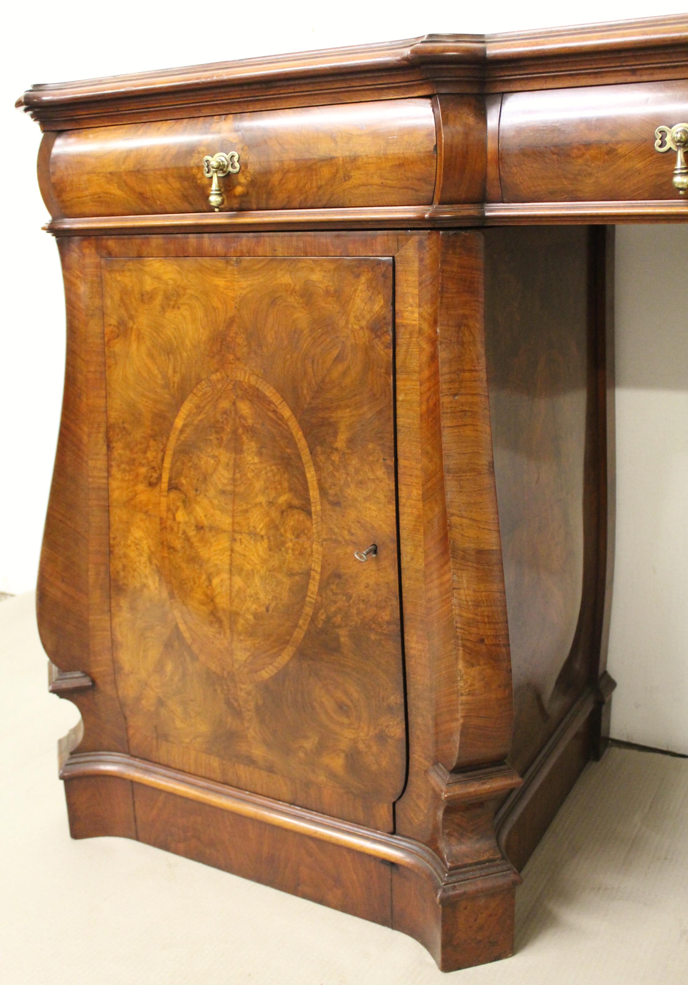 William and Mary Style Burr Walnut Pedestal Sideboard For Sale 13