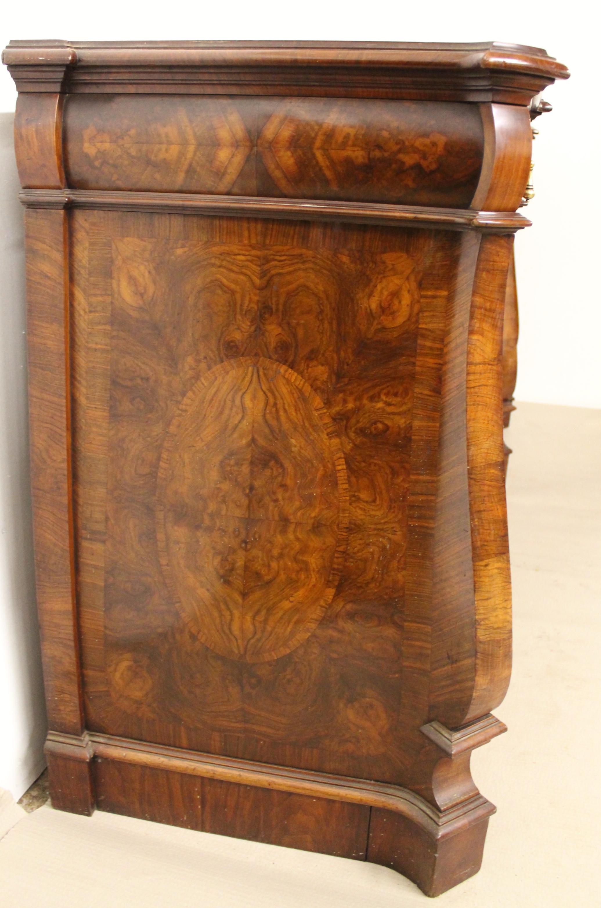 William and Mary Style Burr Walnut Pedestal Sideboard For Sale 4