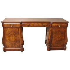William and Mary Style Burr Walnut Pedestal Sideboard