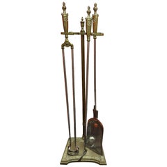 William and Mary Style Fireplace Tools Set, 19th Century