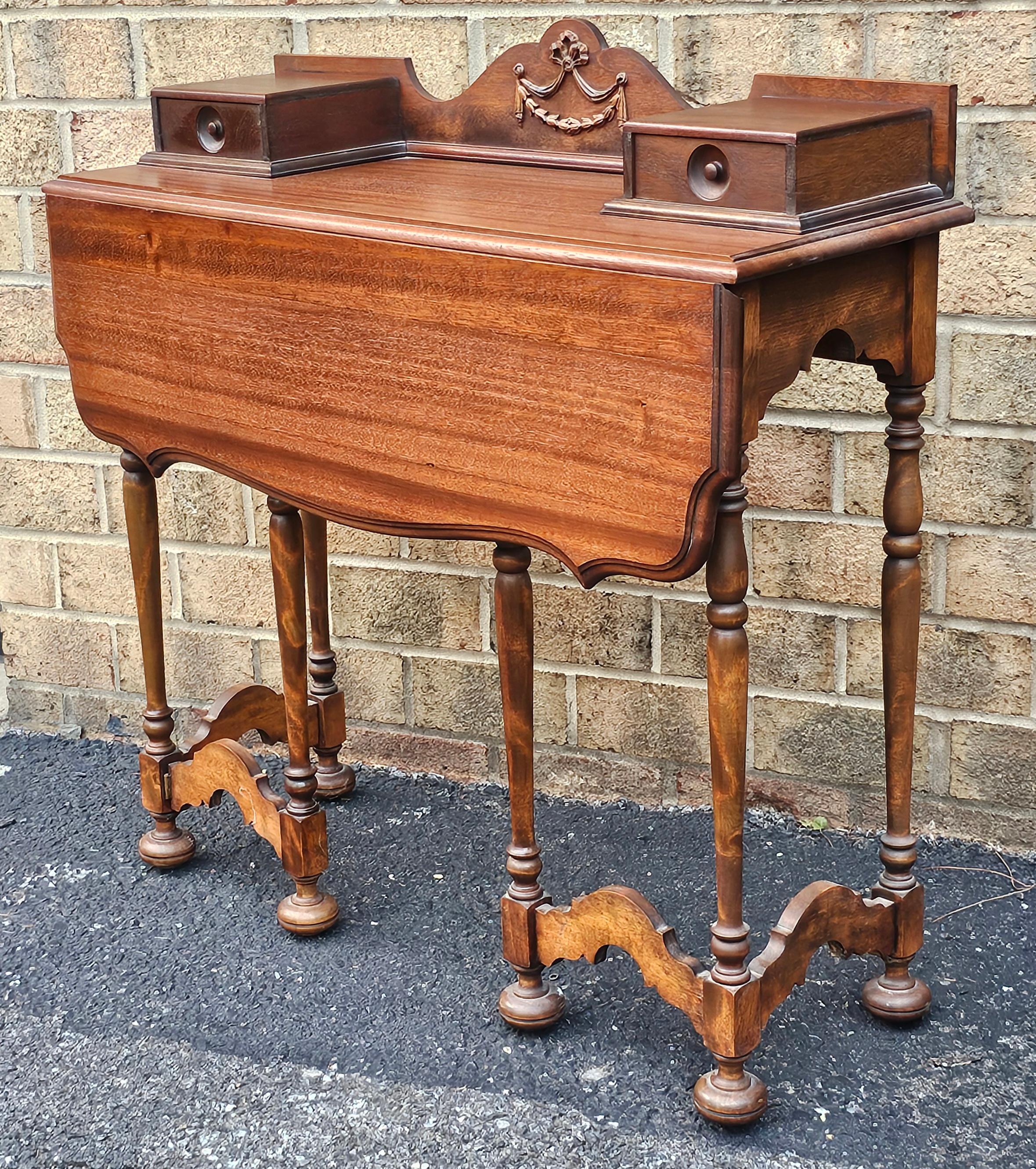 Consola-tablero-escritorio plegable de caoba estilo William & Mary Guillermo y María en venta