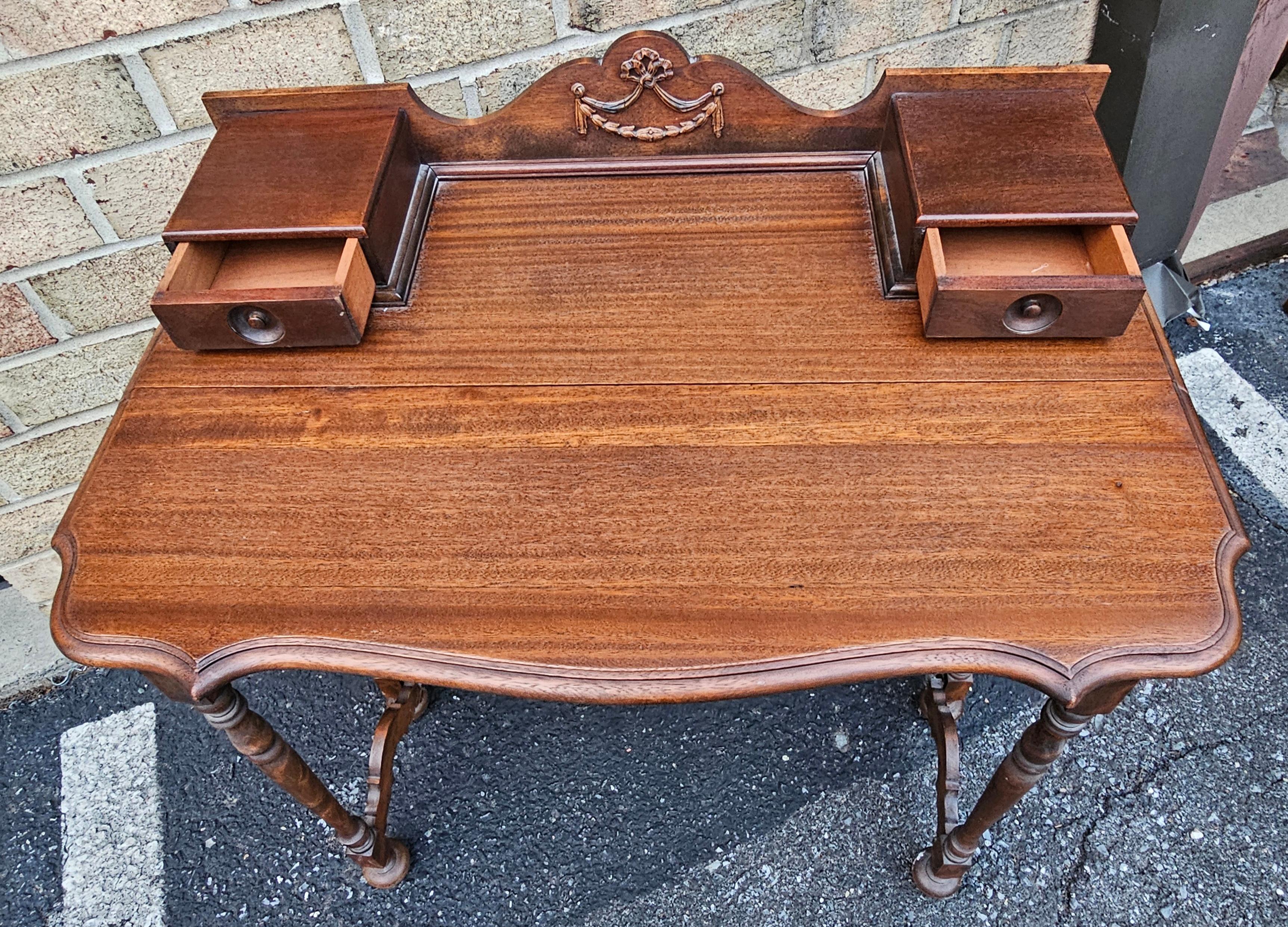 Consola-tablero-escritorio plegable de caoba estilo William & Mary Caoba en venta