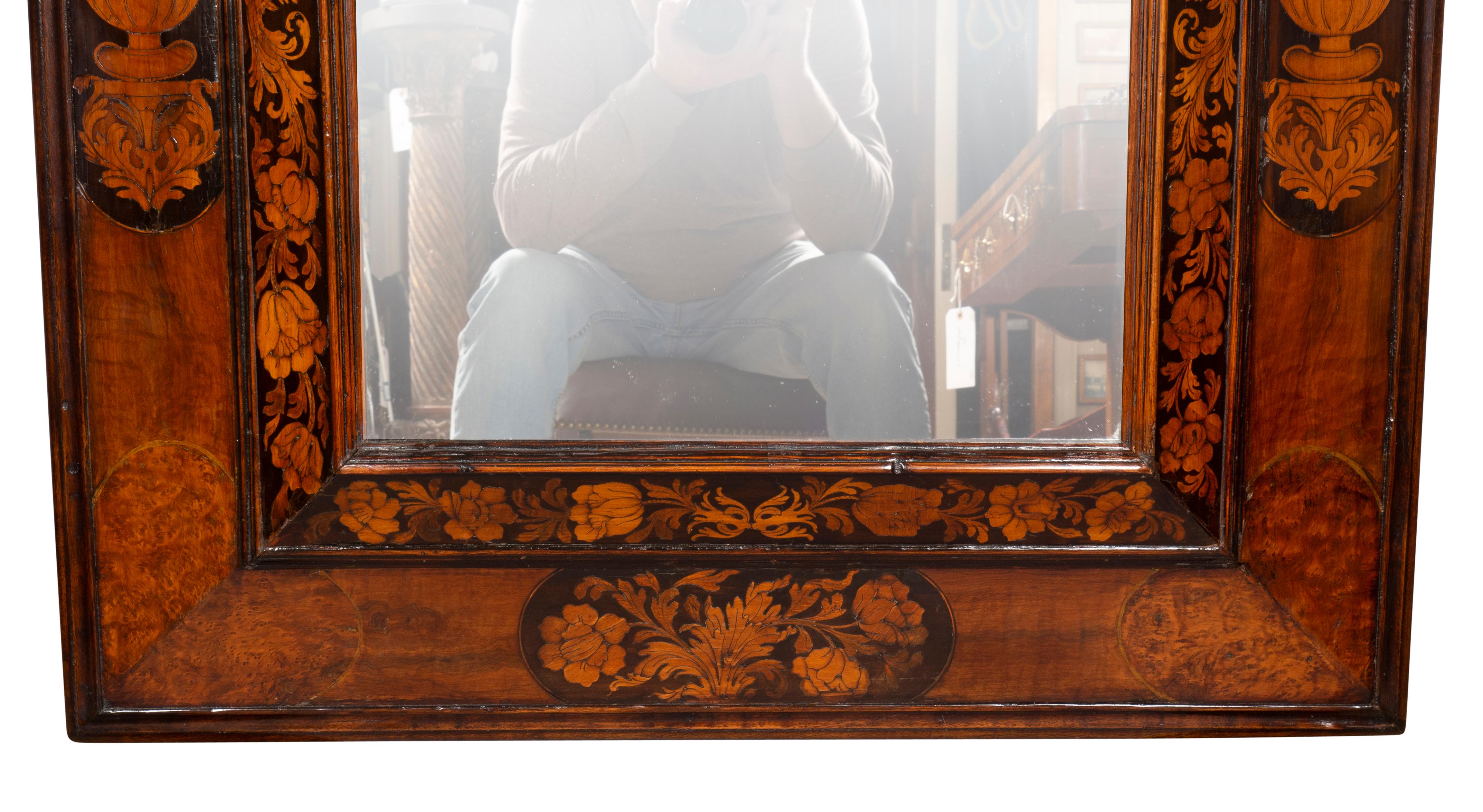 Walnut William and Mary Style Marquetry Mirror