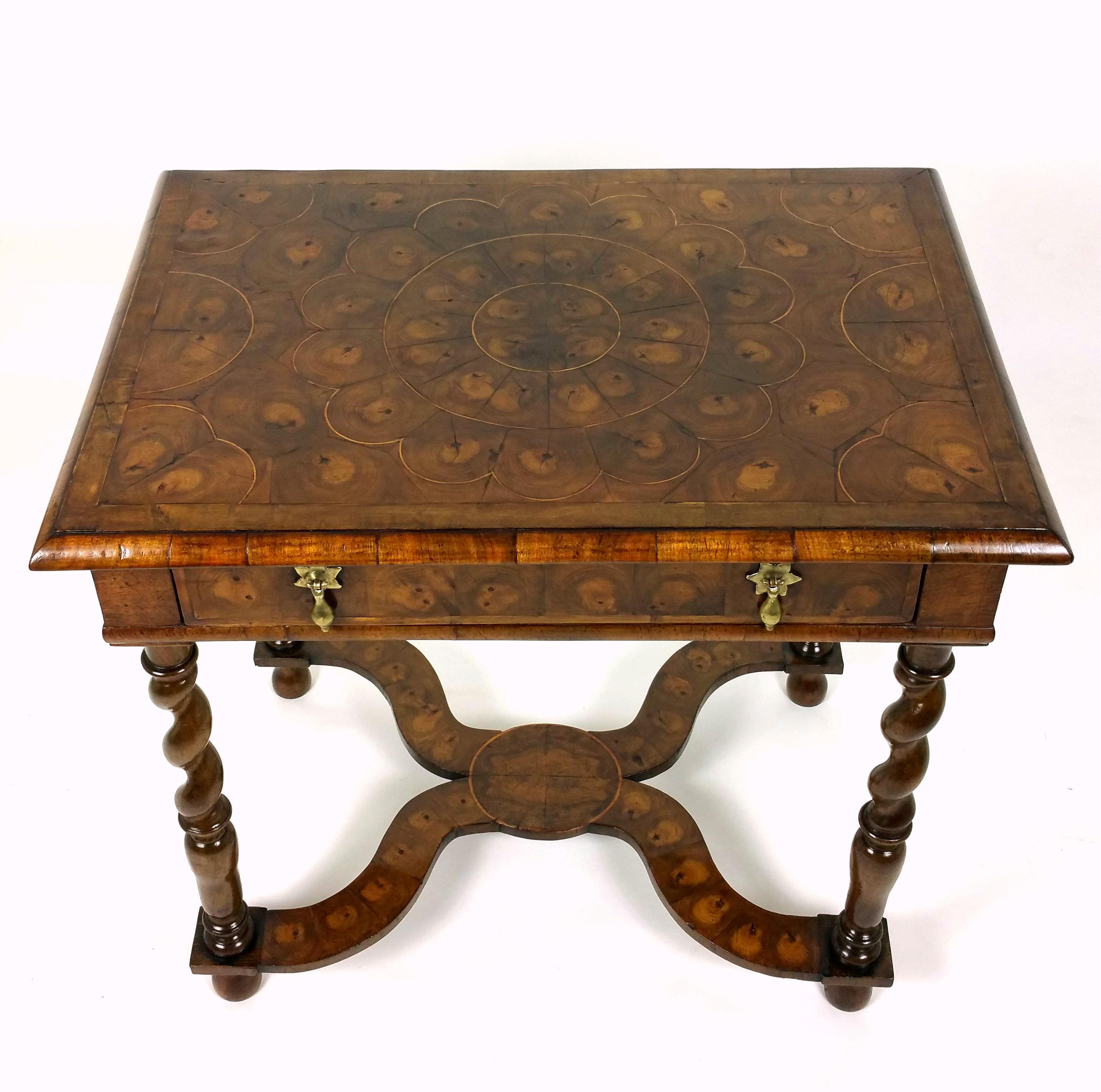 20th Century William and Mary Style Oyster Laburnum Side Table