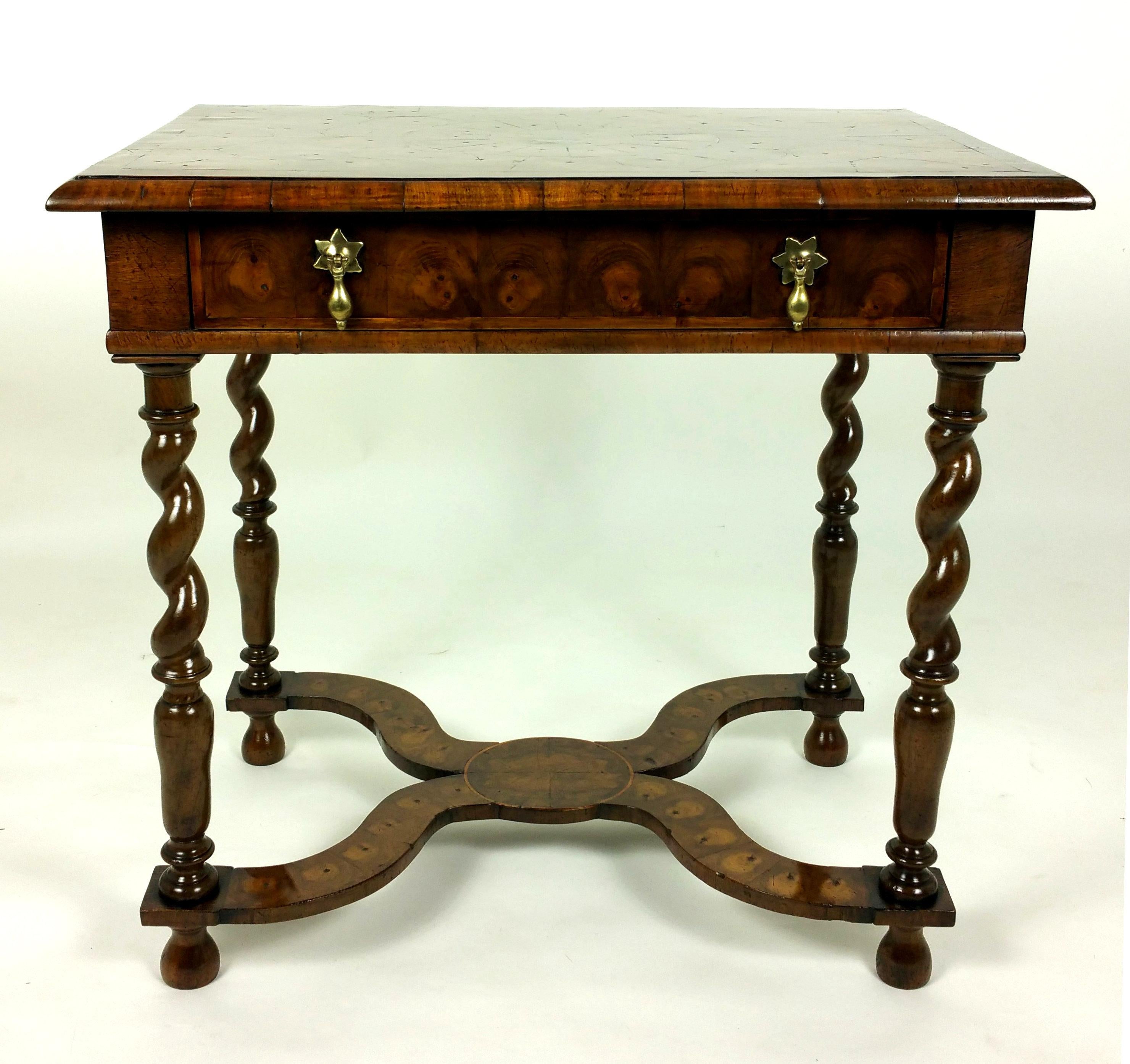 Walnut William and Mary Style Oyster Laburnum Side Table